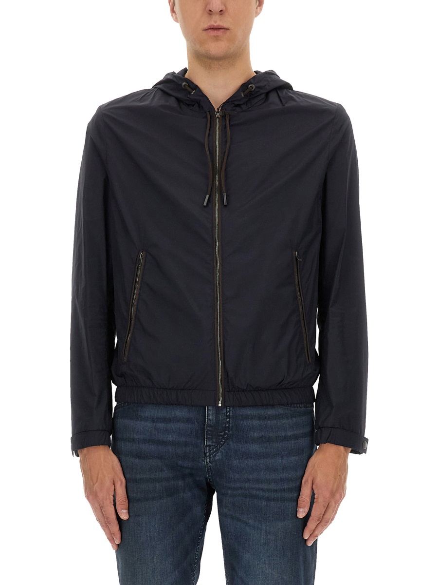 "L-CALFO1" JACKET WITH HOOD AND ZIPPER 5053776210271289404 (HUGO BOSS / カジュアルジャケット・ベスト ) | HUGO BOSS (ヒューゴボス)