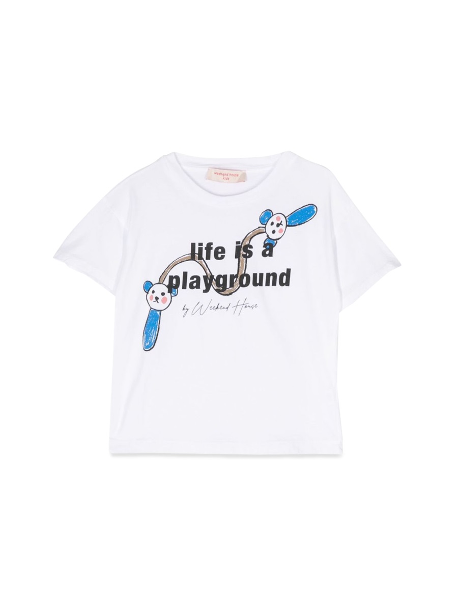 life is a plaground t-shirt 725KWHITE (weekend house kids / Tシャツ・カットソー ) | weekend house kids (ウイークエンド ハウス キッズ)