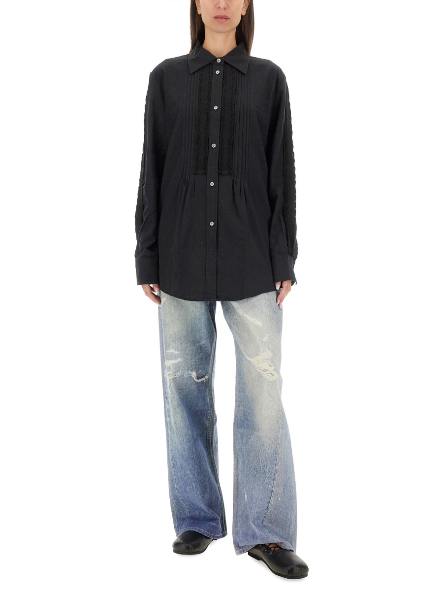 SHIRT "SINCERE" W4242SBKPLEATEDBLACKKITCHENWEAVE (OUR LEGACY / シャツ・ブラウス ) | OUR LEGACY (アワーレガシー)(1)