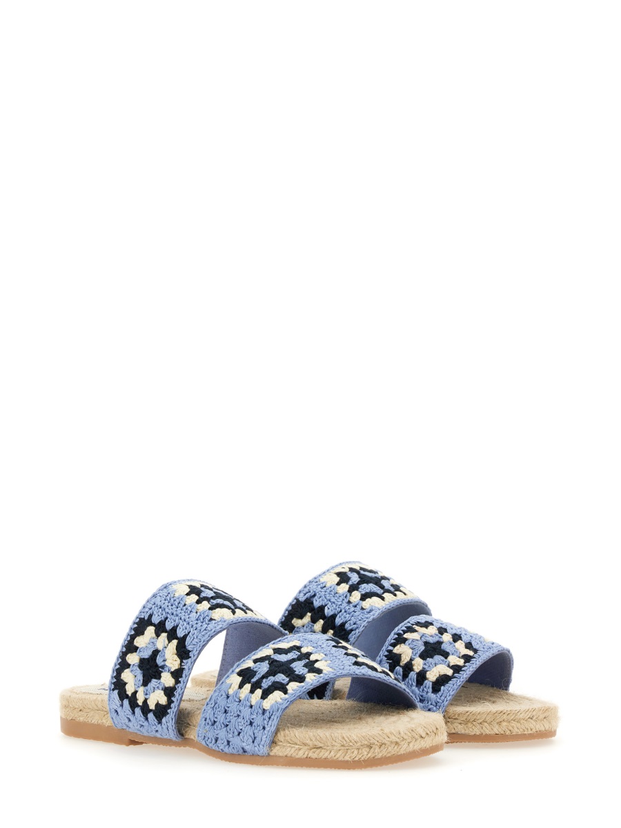 SANDALO "JUTE" P43Y0COTTONCROCHETINDIGOANDNAVYBLUETWOBANDS (MANEBI / フラットシューズ ) | MANEBI (マネビ)(1)