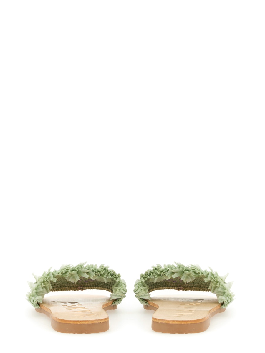 SANDAL WITH LOGO P56Y0FRINGEDKNOTSRAFFIASAGEWITHWISTERIALILACPALM (MANEBI / サンダル ) | MANEBI (マネビ)(2)