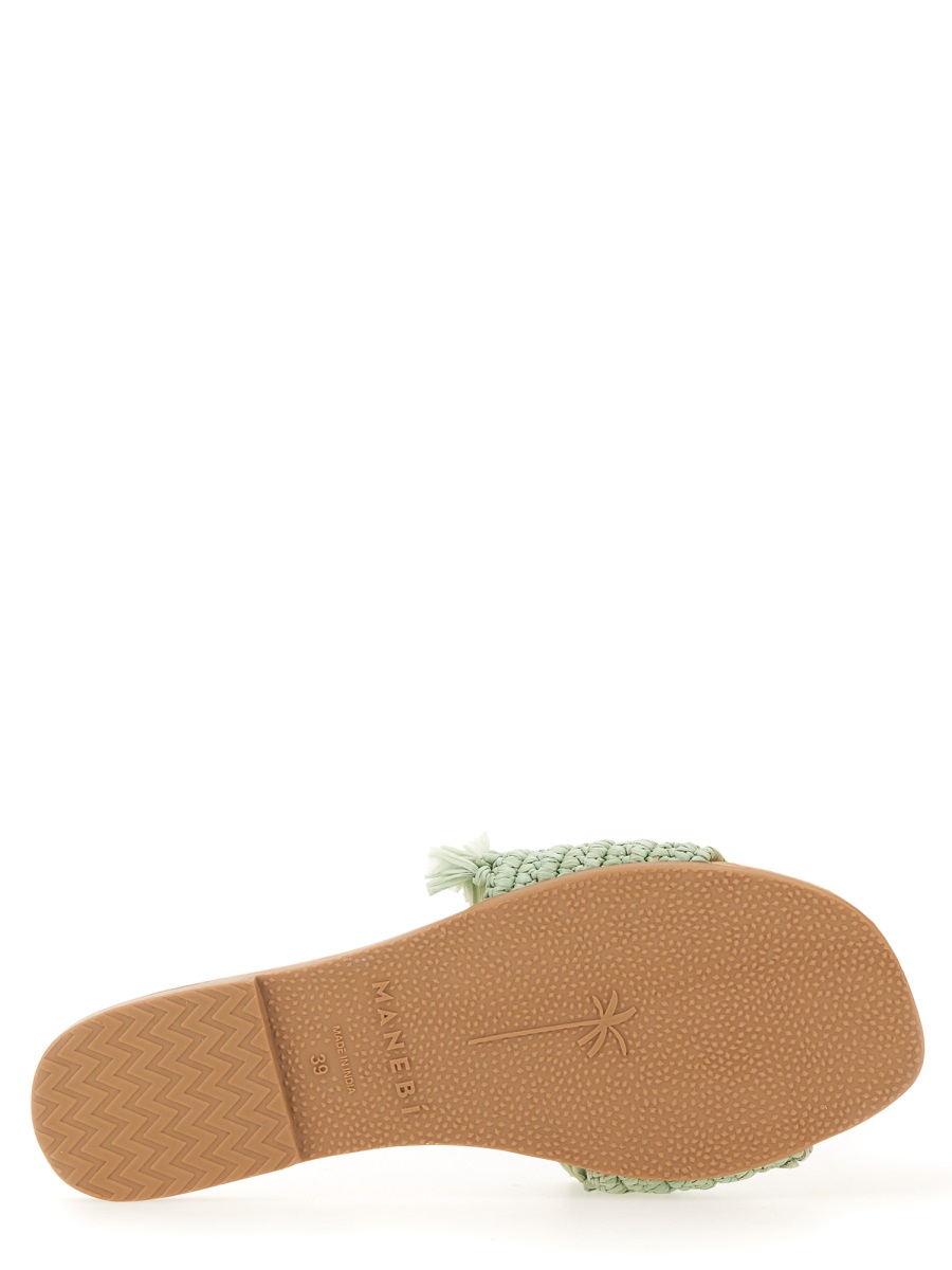 SANDAL WITH LOGO P56Y0FRINGEDKNOTSRAFFIASAGEWITHWISTERIALILACPALM (MANEBI / サンダル ) | MANEBI (マネビ)(3)