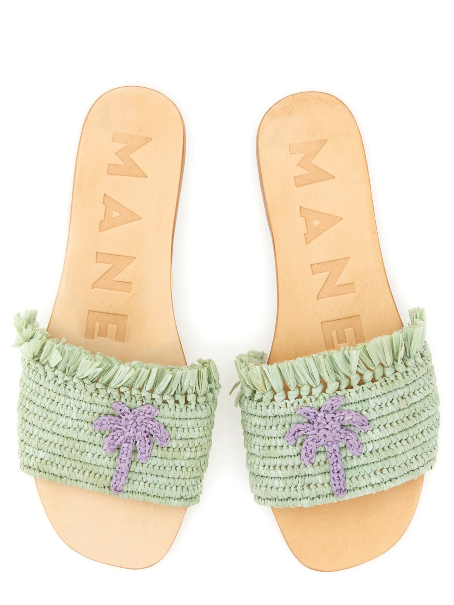 SANDAL WITH LOGO P56Y0FRINGEDKNOTSRAFFIASAGEWITHWISTERIALILACPALM (MANEBI / サンダル ) | MANEBI (マネビ)(4)