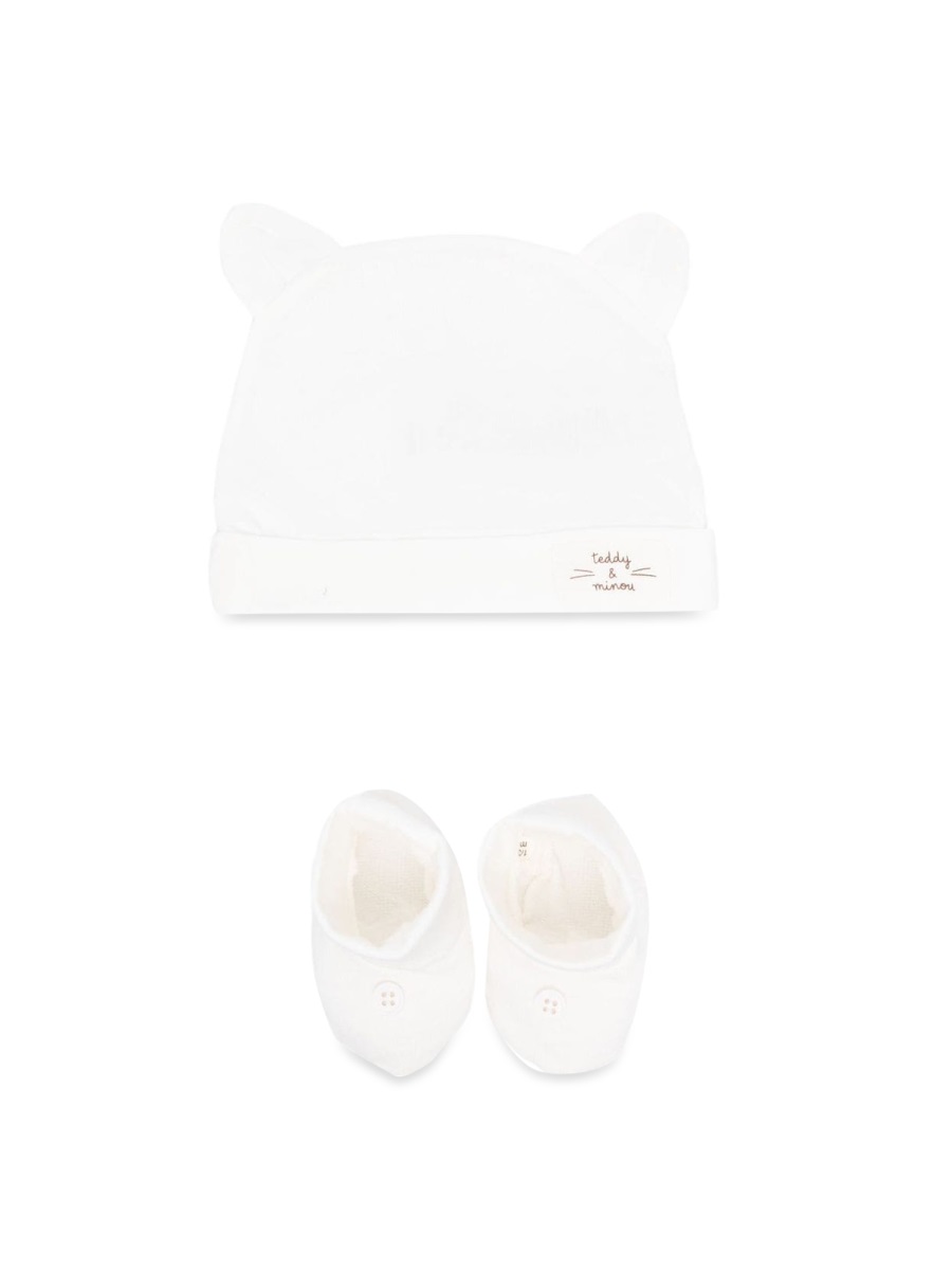 bonnet and booties set E23AC001M7063B100 (teddy & minou / 帽子 ) | teddy & minou (テディ アンド ミヌー)
