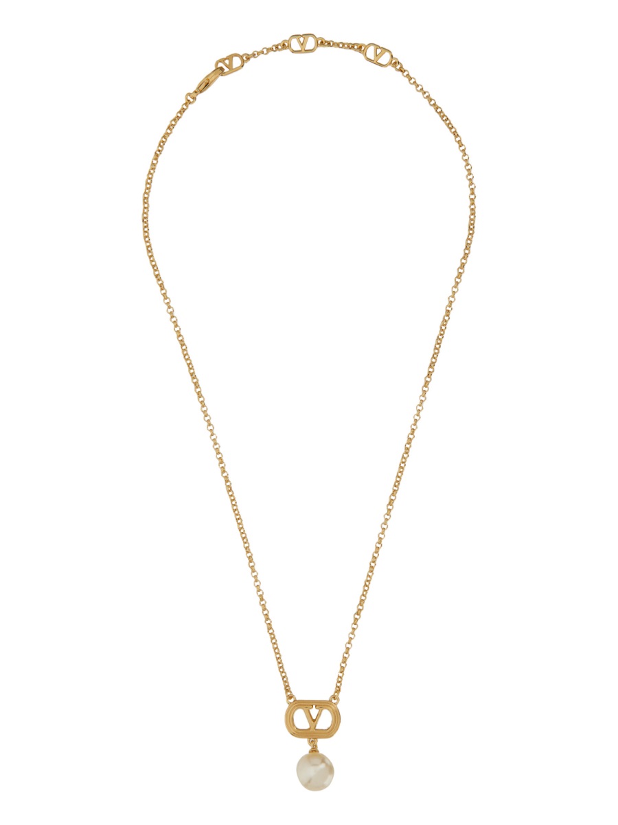 METAL "OVALETTE" NECKLACE WITH SWAROVSKI® PEARL 6W2J0Y77UXMR5G (Valentino Garavani / ネックレス ) | Valentino Garavani (ヴァレンティノ)