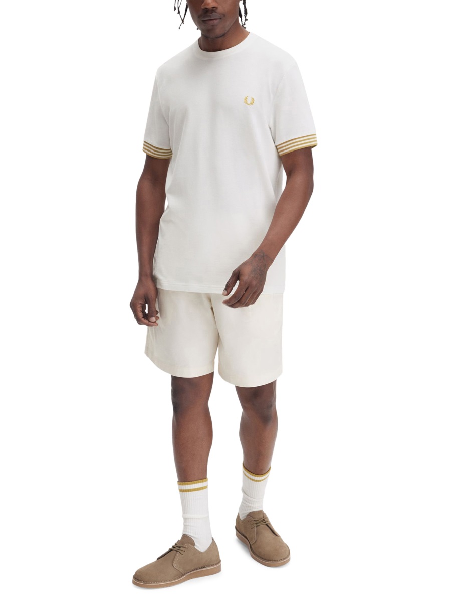 T-SHIRT WITH STRIPED MANIHE BORDER FPM770754129 (FRED PERRY / Tシャツ・カットソー ) | FRED PERRY (フレッドペリー)(1)