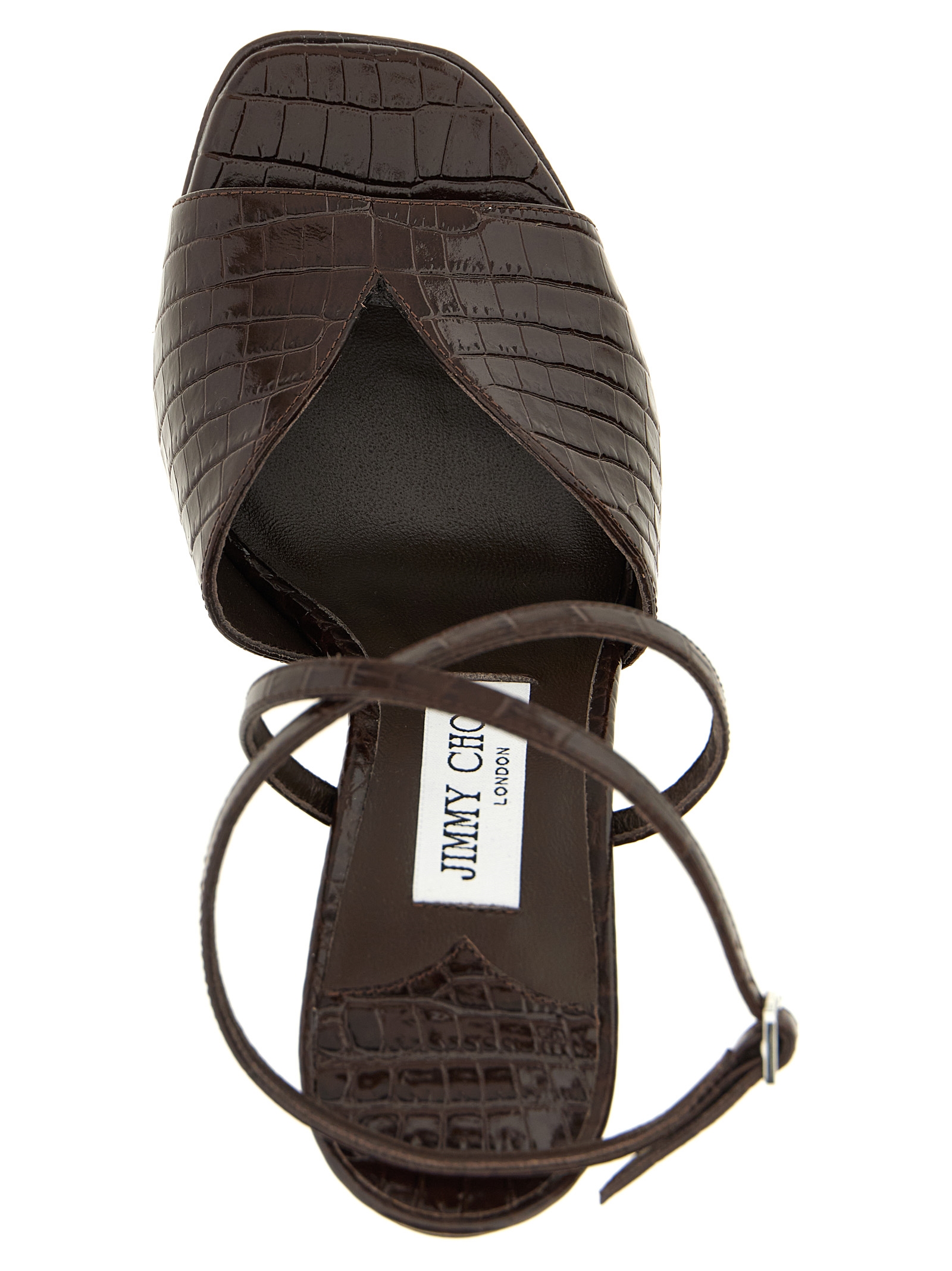 シューズ・サンダルその他 JIMMY CHOO Woman Wedge shoes Brown LEDAWEDGE100FDZ TAN/GOLD Leda Wedge 100 |Tan Nappa Leather Mule Wedge | JIMMY CHOO