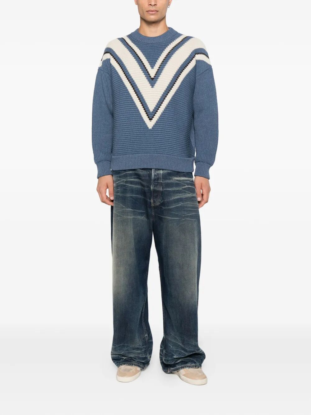 JACQUARD WOOL SWEATER WITH CREAM-COLORED PATTERN GMP01338P00210950945 (Golden Goose / ニット・セーター・カーディガン ) | Golden Goose (ゴールデングース)(1)