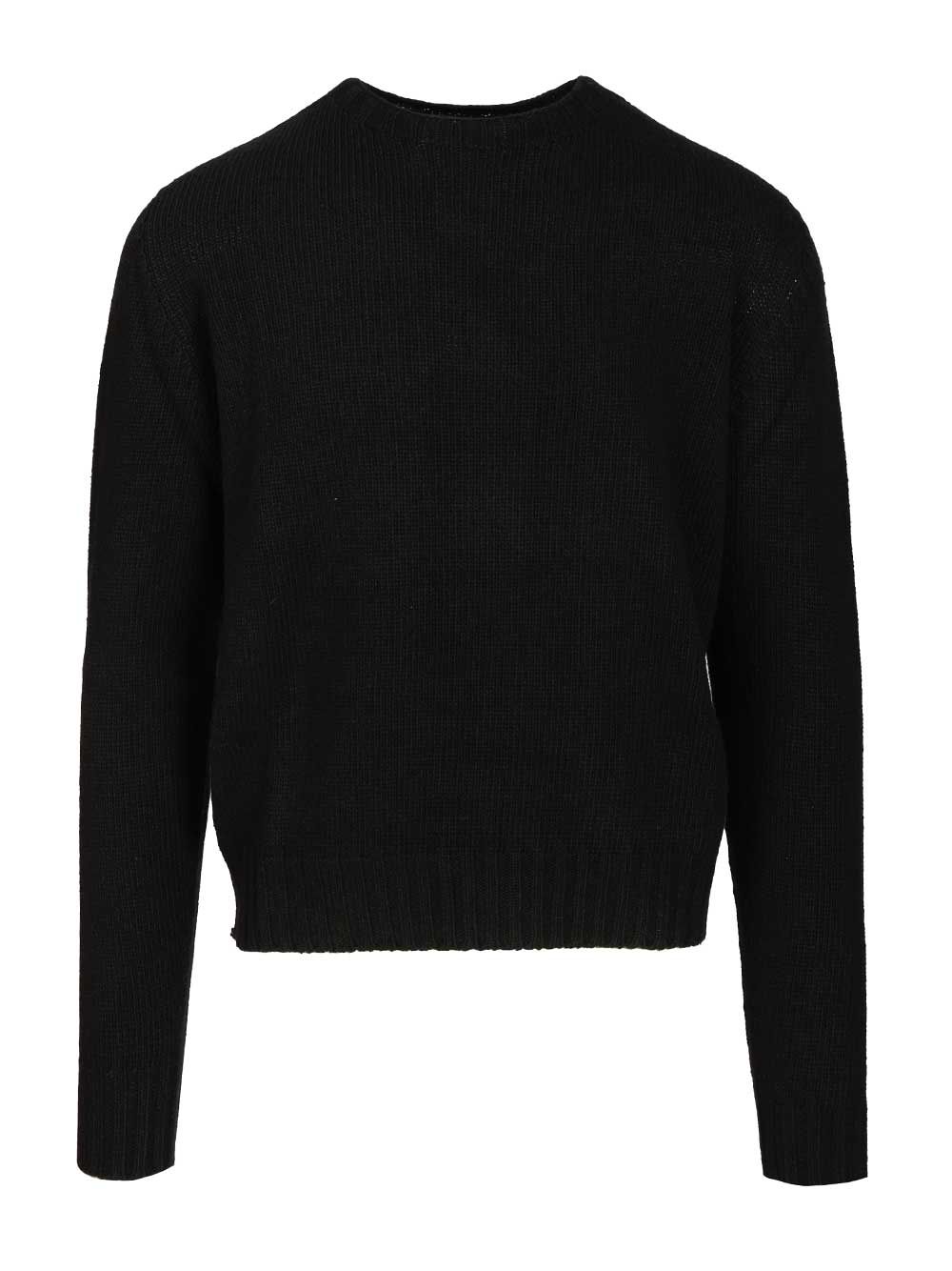 CURVED LOGO SWEATER BLACK - RED PMHE027F25KNI0021025 (Palm Angels / スウェット・フーディー ) | Palm Angels (パームエンジェルス)