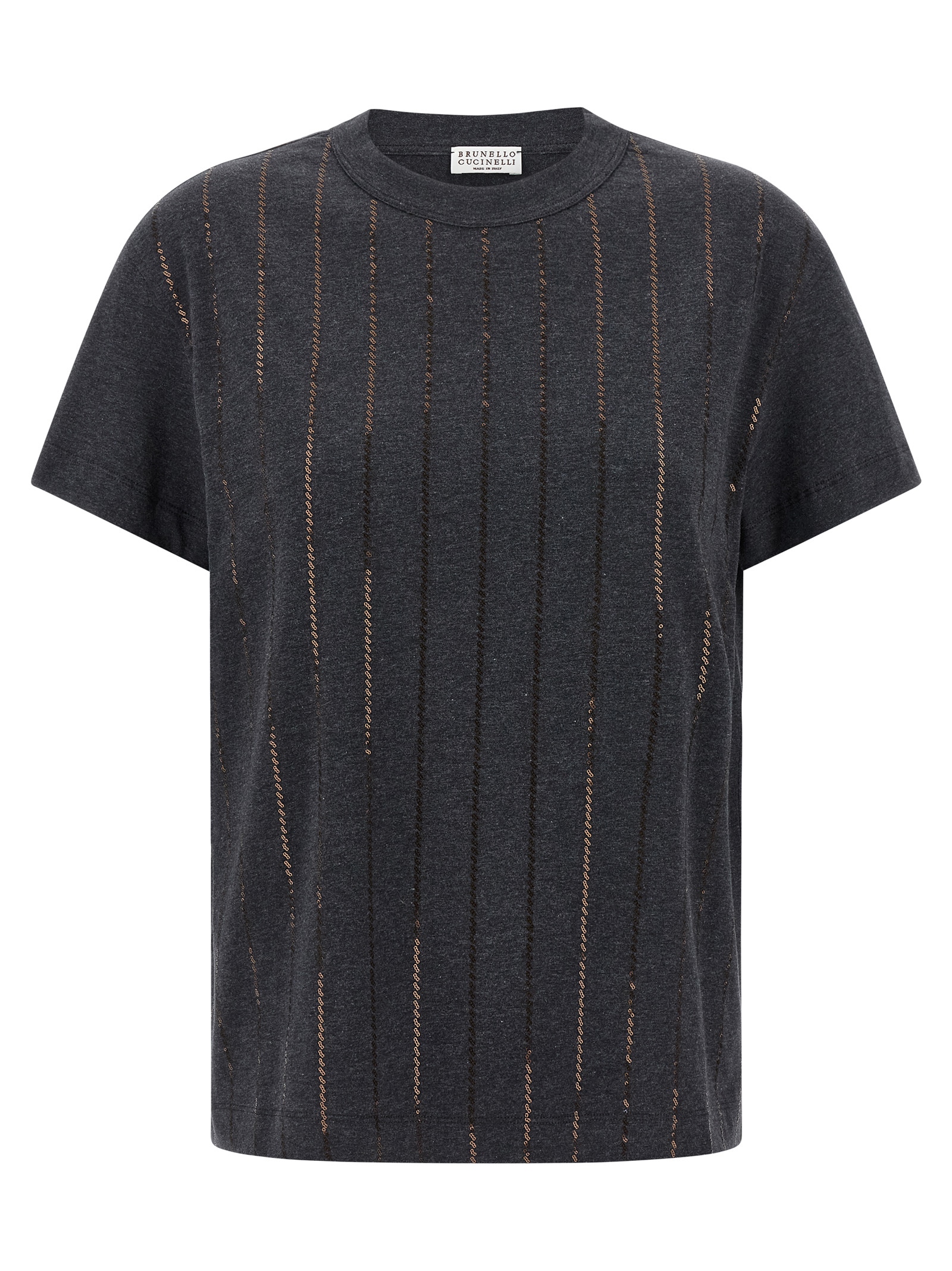 'Dazzling Chalk Stripe Embroidery' T-shirt M0T81SO800C8127 (Brunello Cucinelli / Tシャツ・カットソー ) | Brunello Cucinelli (ブルネロ・クチネリ)