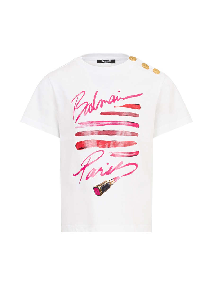 "LIPSTICK" LOGO T-SHIRT BX8C01KZ3186100RO (Balmain / Tシャツ・カットソー ) | Balmain (バルマン)