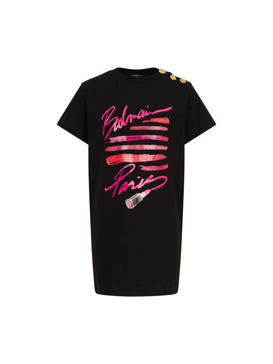 "LIPSTICK" LOGO DRESS BX1E41KZ3186930OR (Balmain / ワンピース・ドレス・オールインワン ) | Balmain (バルマン)