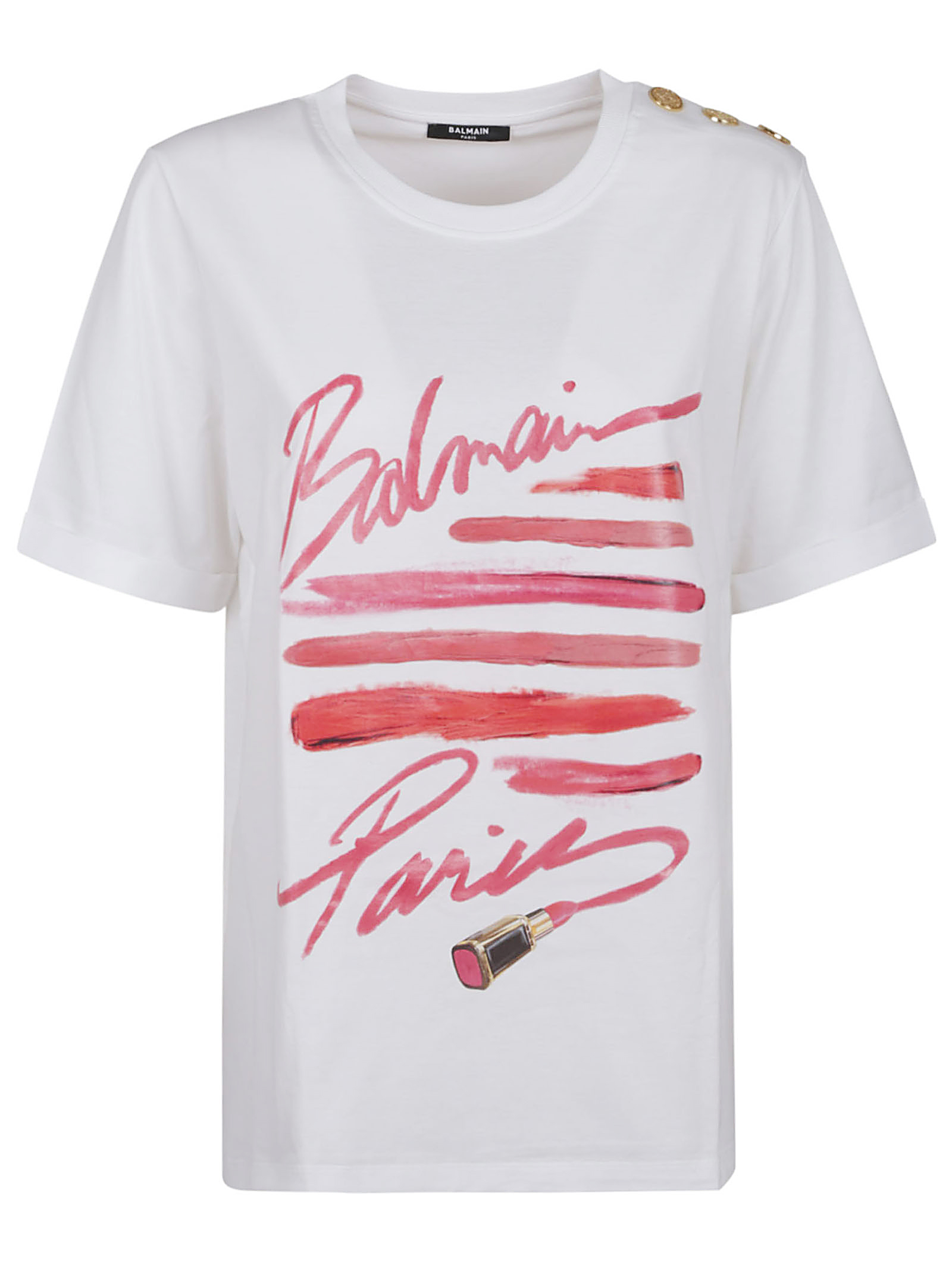 3 BTN BALMAIN LIPSTICK PRINT T-SHIRT EF0EF135GE91GTI (Balmain / Tシャツ・カットソー ) | Balmain (バルマン)