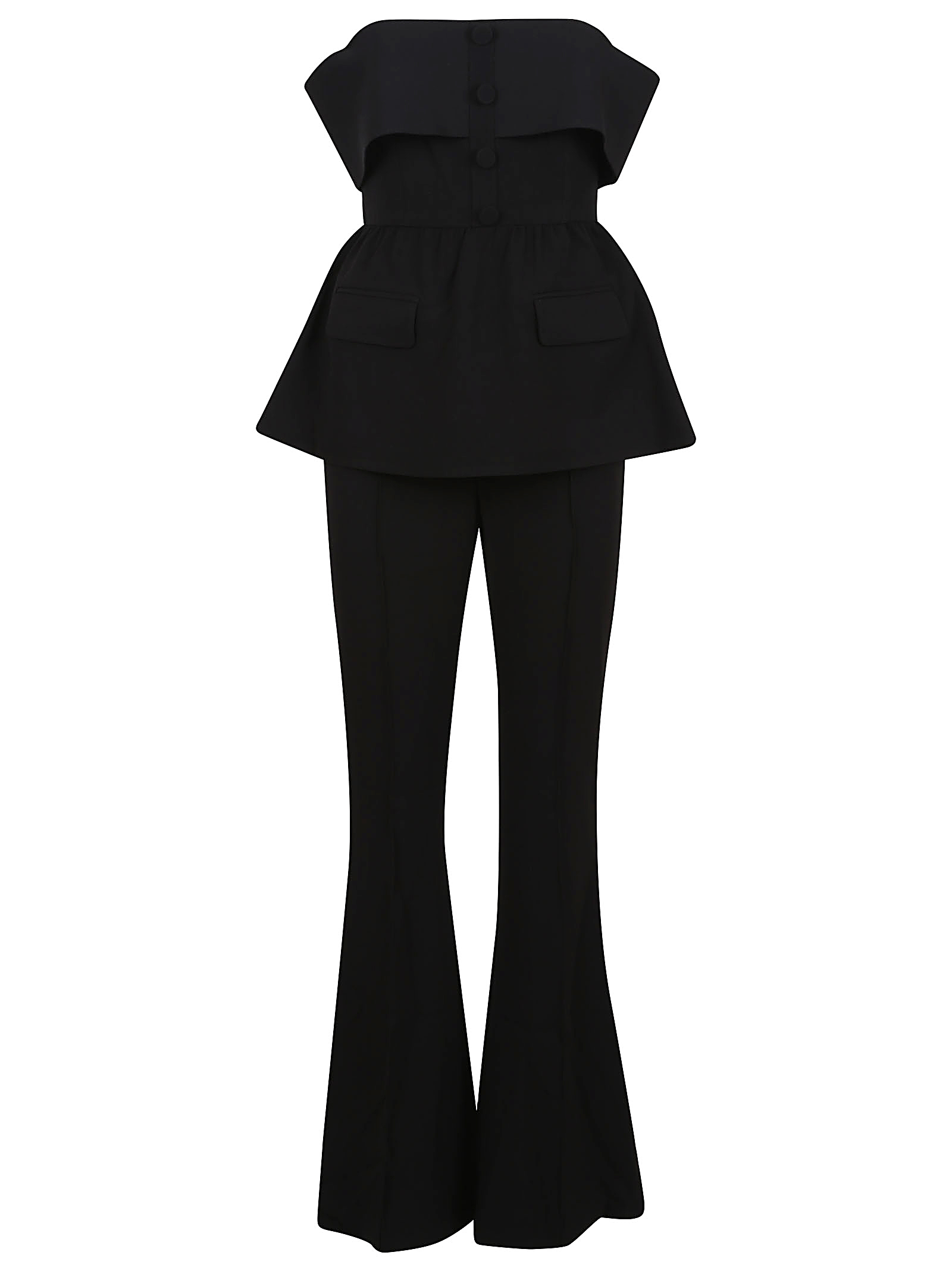 BLACK CREPE OFF SHOULDER JUMPSUIT RS25091JSBBLACK (self-portrait / ワンピース・ドレス・オールインワン ) | self-portrait (セルフ・ポートレイト)