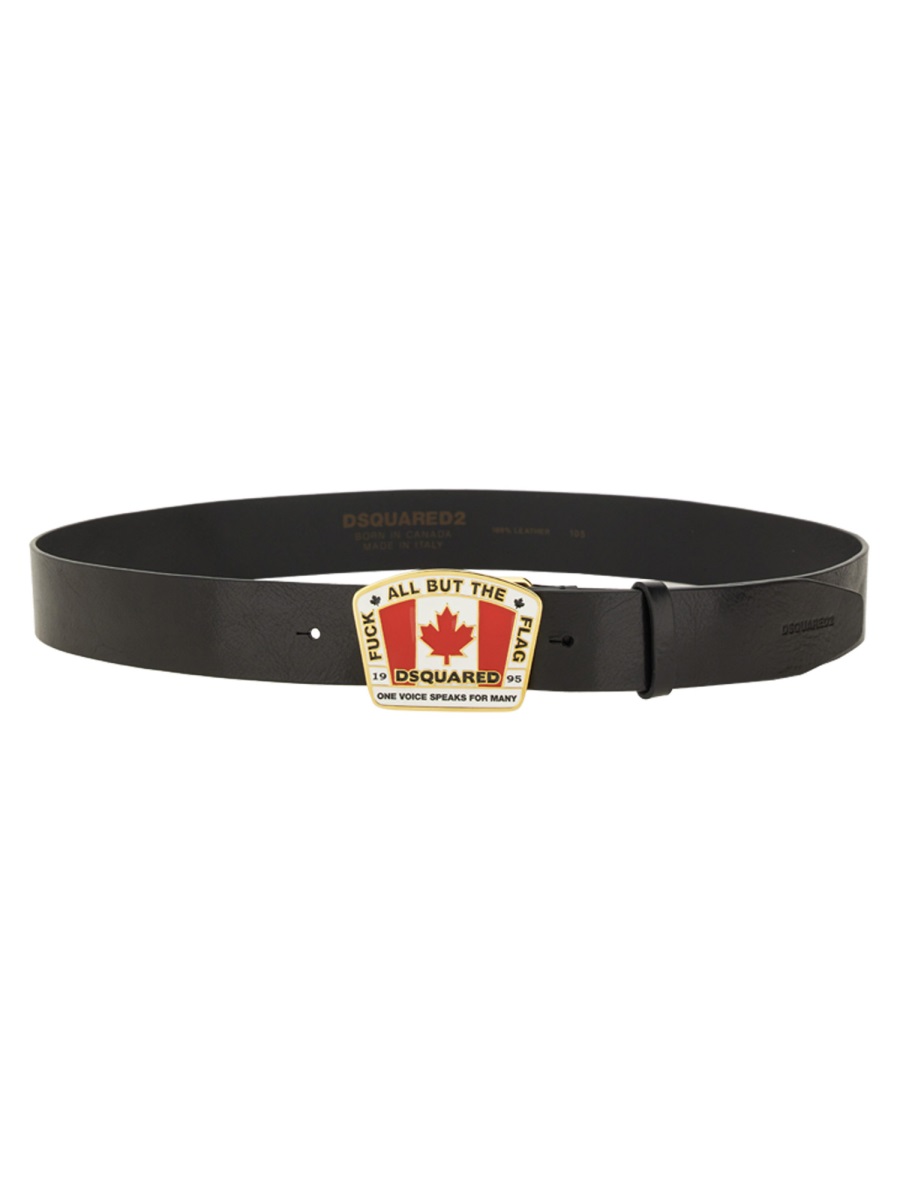 "CANADIAN FLAG" LICENSE PLATE BELT BEM0641129000012124 (Dsquared2 / ベルト・サスペンダー ) | Dsquared2 (ディースクエアード)