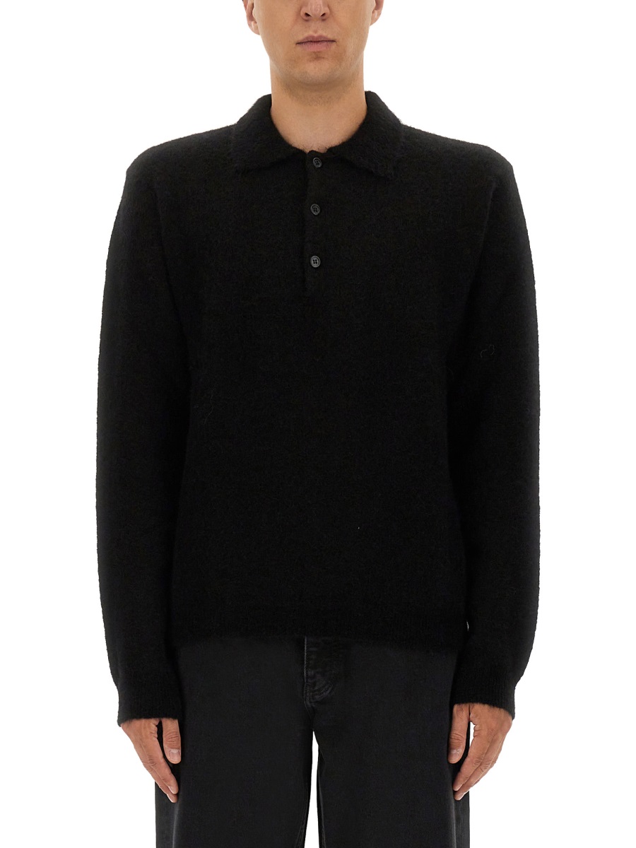 WOOL SWEATER WITH POLO COLLAR 3074BLACK (SUNFLOWER / ニット・セーター・カーディガン ) | SUNFLOWER (サンフラワー)