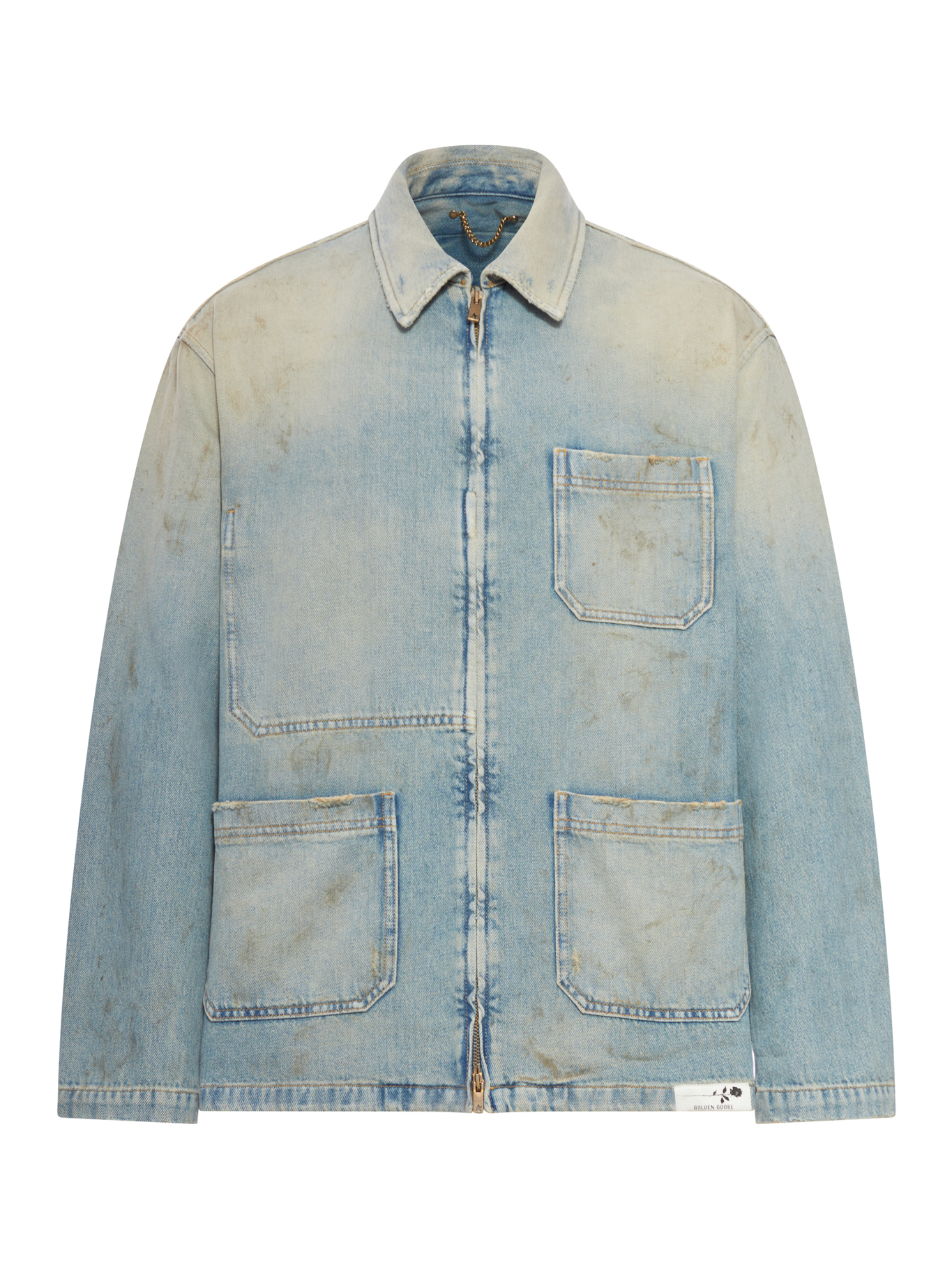 MEN`S DISTRESSED EFFECT DENIM JACKET WITH ZIP GMP01941P00208250491 (Golden Goose / カジュアルジャケット ) | Golden Goose (ゴールデングース)