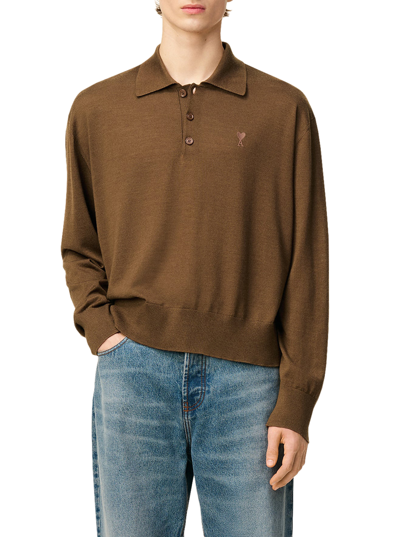 AMI DE COEUR POLO IN EXTRAFINE WOOL AND SILK HPL406KN0066216 (AMI Paris / ポロシャツ ) | AMI Paris (アミパリス)(1)