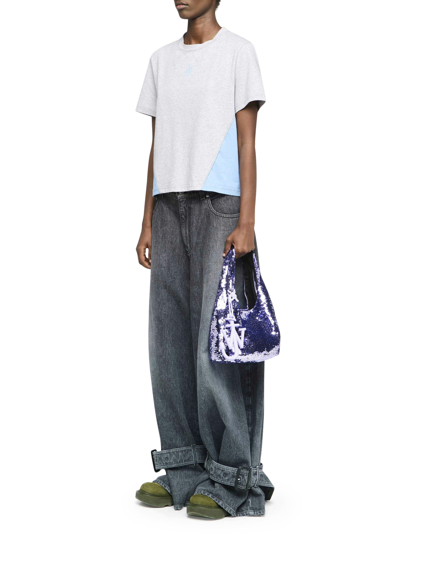 PANELLED CROPPED T-SHIRT WITH ANCHOR EMBROIDERY JT0259PG1715256 (JW Anderson / Tシャツ・カットソー ) | JW Anderson (ジェイダブリュー アンダーソン)(1)