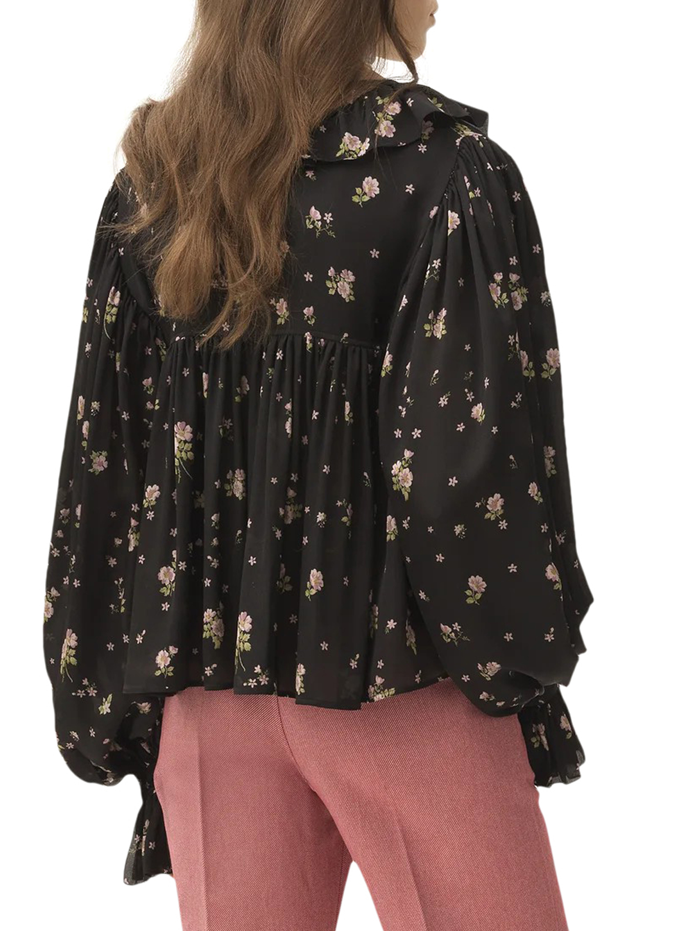 MAXI TOP WITH RUFFLES IN SILK CHARMEUSE CH25AHT27481001 (Chloé / シャツ・ブラウス ) | Chloé (クロエ)(2)