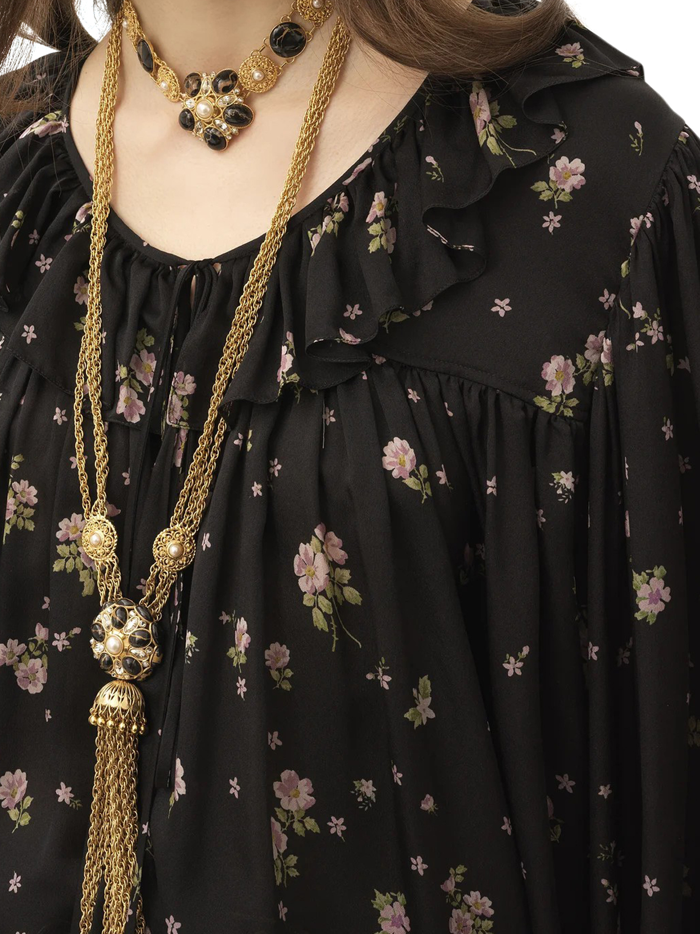 MAXI TOP WITH RUFFLES IN SILK CHARMEUSE CH25AHT27481001 (Chloé / シャツ・ブラウス ) | Chloé (クロエ)(3)