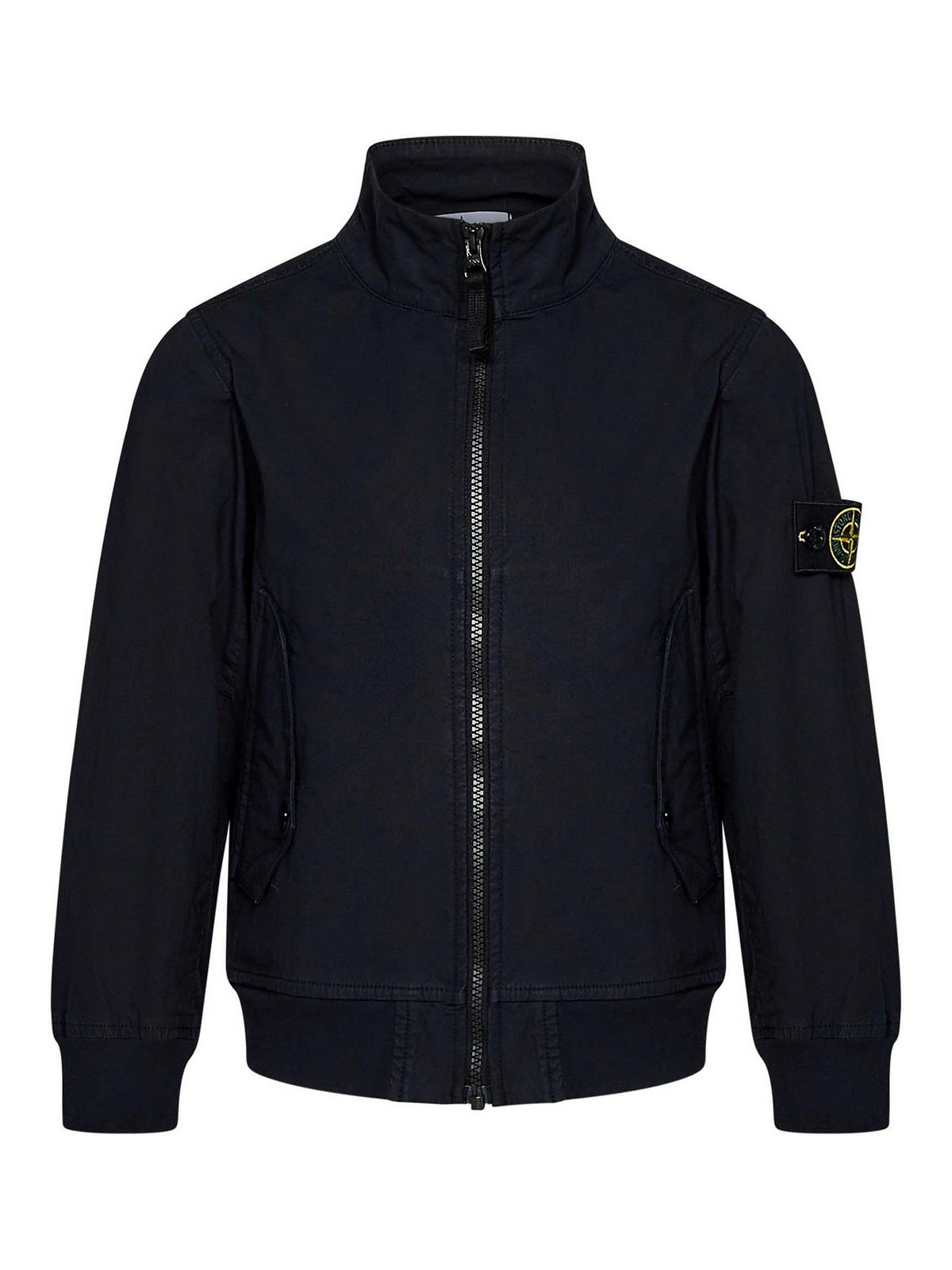 Navy Blue Stretch Bomber Jacket For Boys K1S164100004S0001V0020 (STONE ISLAND / カジュアルジャケット ) | STONE ISLAND (ストーンアイランド)