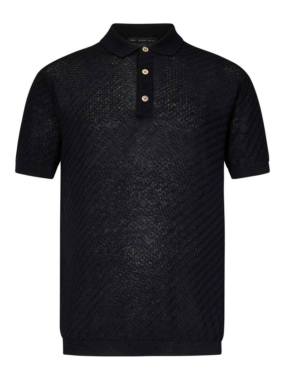 Jet Black Combed Crepe Knit Polo Shirt L1MSS256722D001 (LOW BRAND / ポロシャツ ) | LOW BRAND (ロウ ブランド)