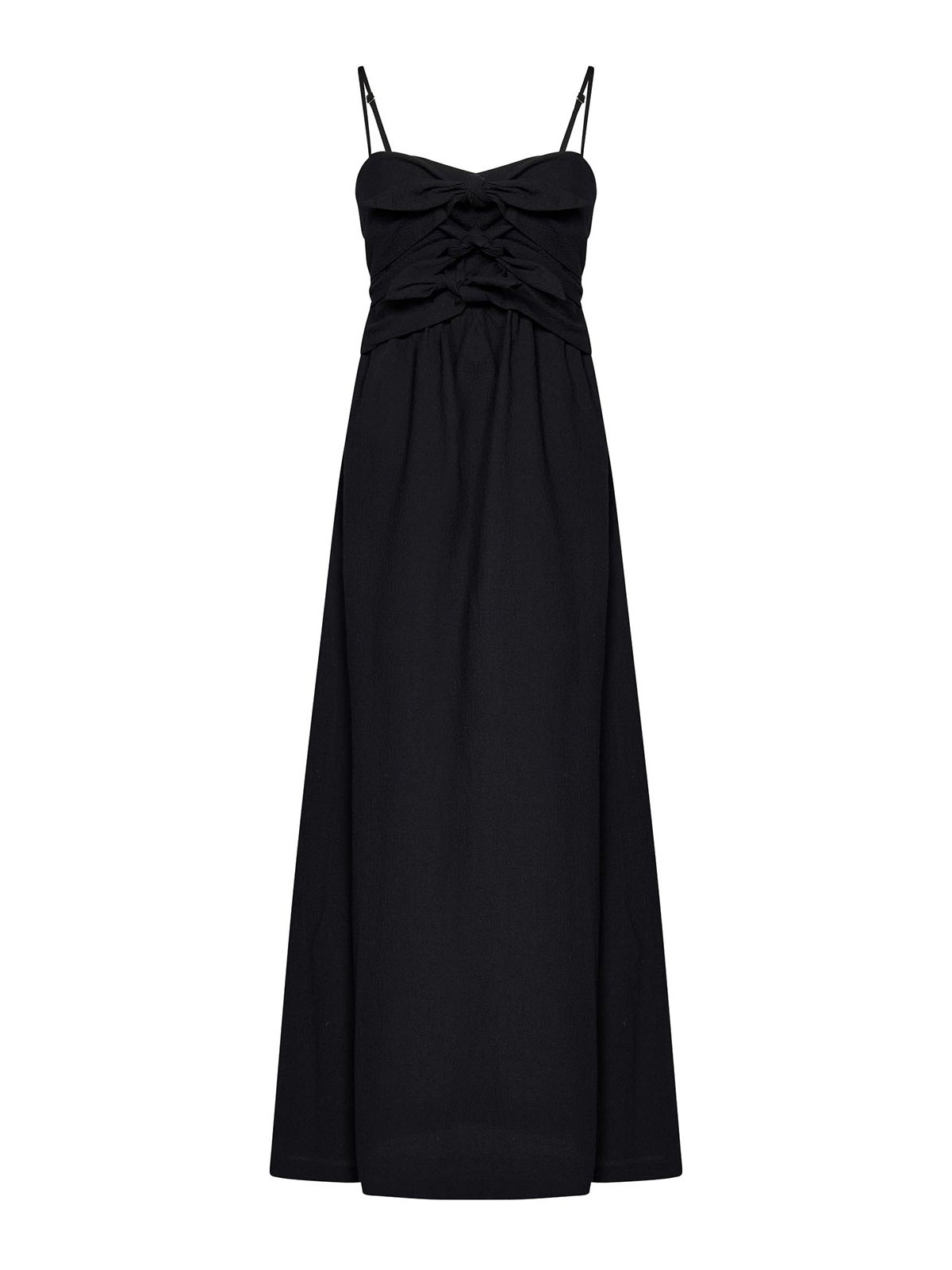 Long Black Textured Stretch Cotton Dress 3842MDA4325710799 (MSGM / ワンピース・ドレス・オールインワン ) | MSGM (エムエスジーエム)