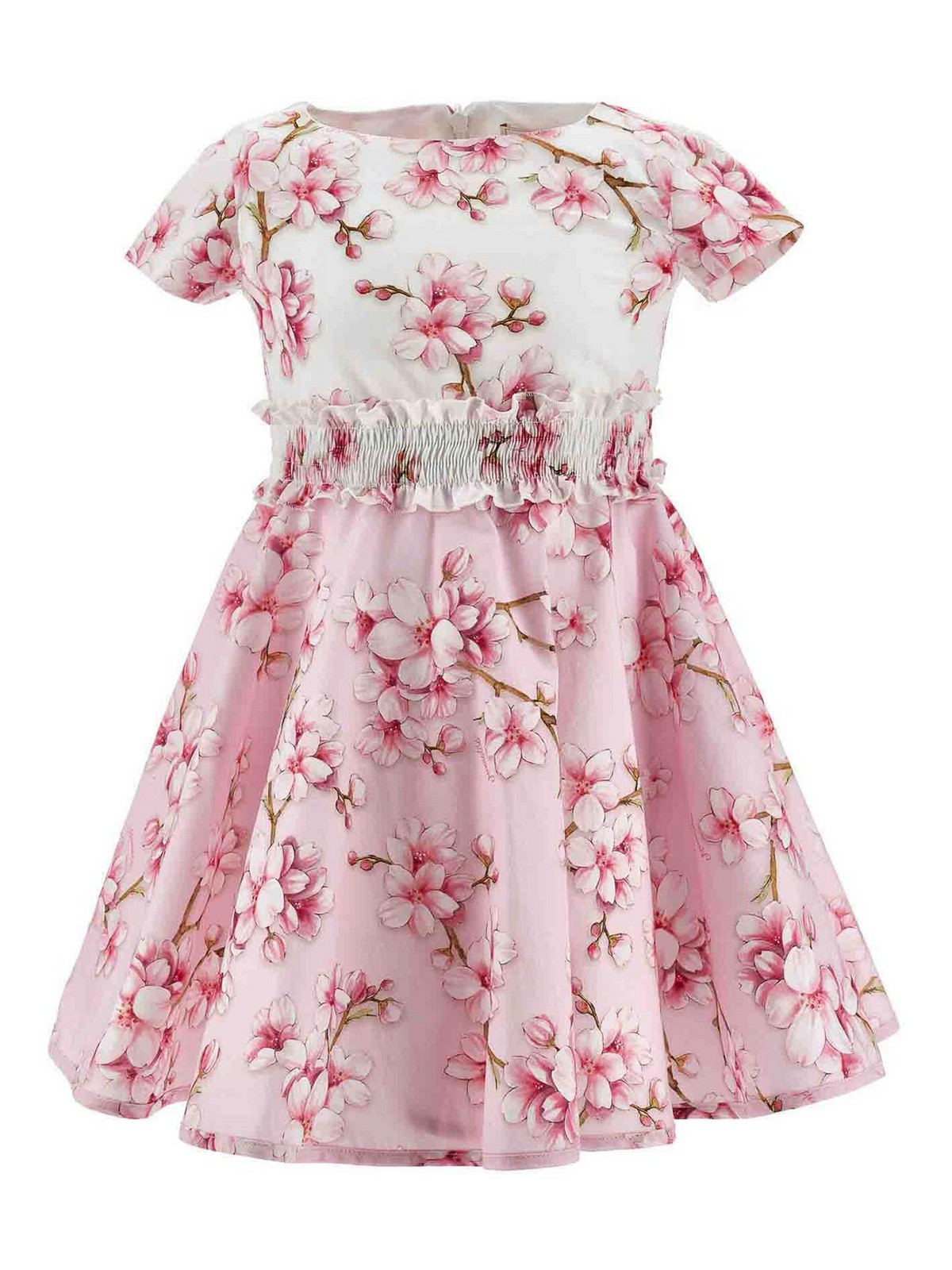 Sttropez popeline dress peach flowers 11E90056049990 (MONNALISA / ワンピース・ドレス・オールインワン ) | MONNALISA (モナリザ)