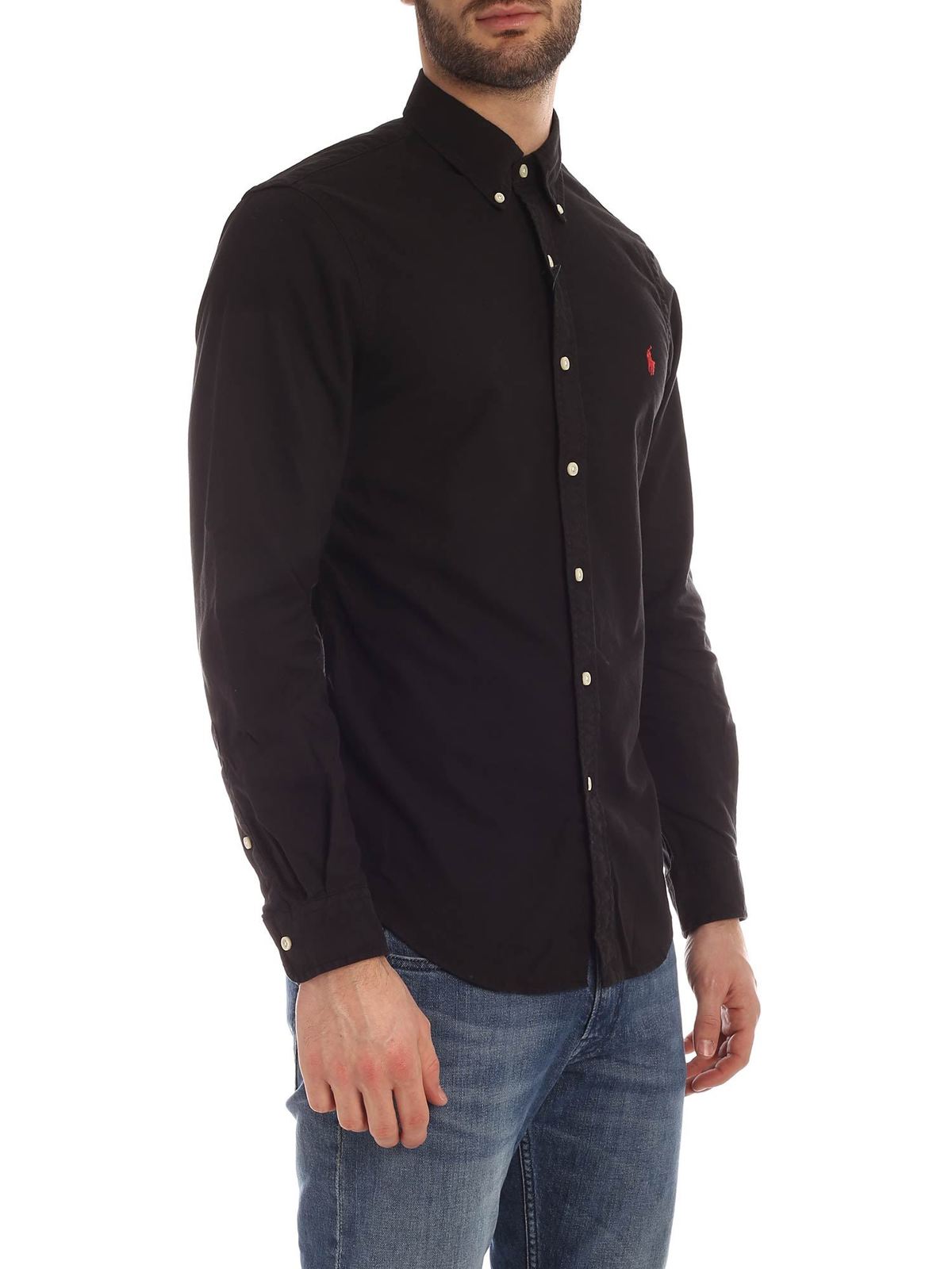 Logo button down shirt in black 710772288001 (Polo Ralph Lauren / シャツ・ブラウス ) | Polo Ralph Lauren (ポロ ラルフ ローレン)(1)