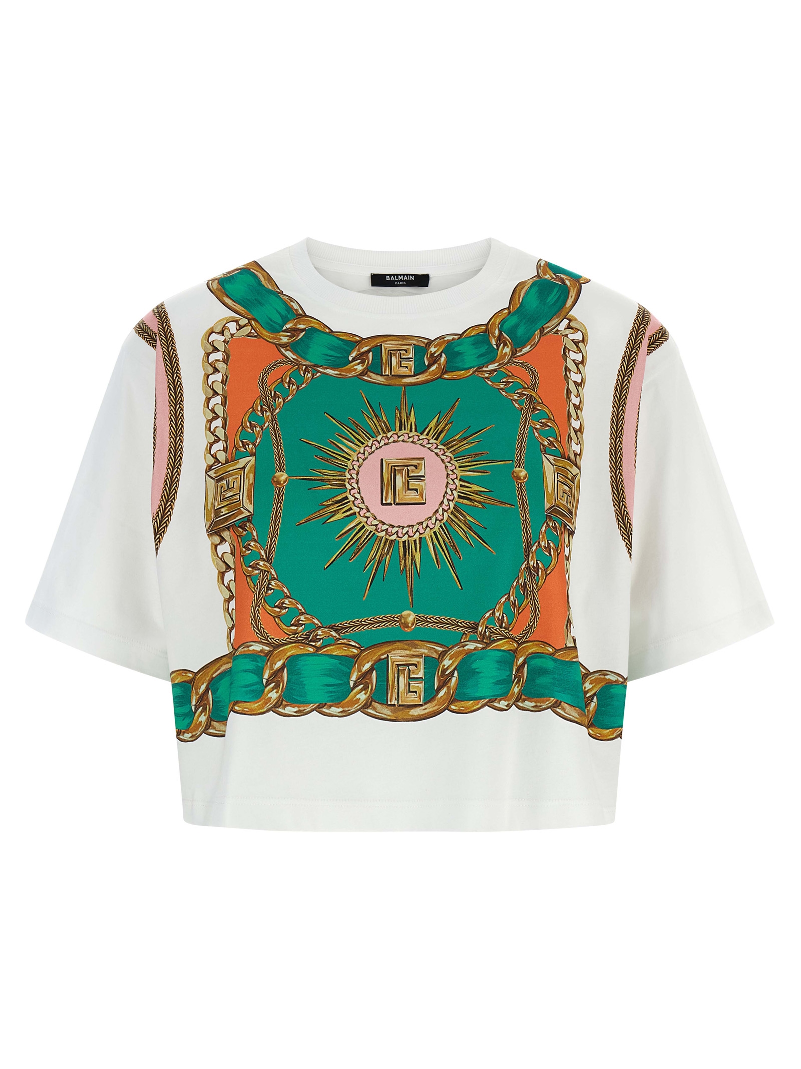 'Balmain Foulard' print T-shirt FF1EE020GF01GSR (Balmain / Tシャツ・カットソー ) | Balmain (バルマン)