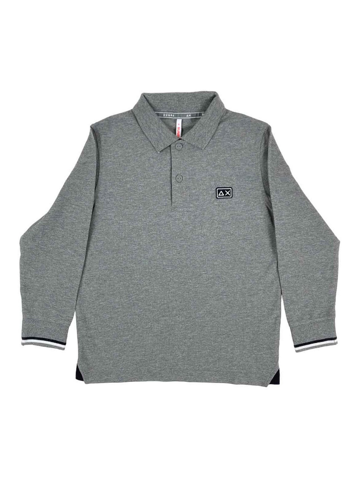 Long gray sleeve pole borders white-blue row A4131434GRIGIO (SUN68 / ポロシャツ ) | SUN68 (サンシックスティーエイト)