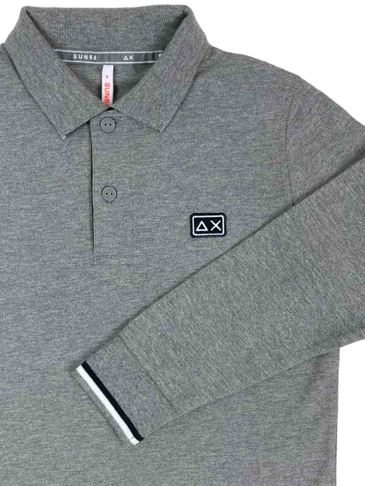 Long gray sleeve pole borders white-blue row A4131434GRIGIO (SUN68 / ポロシャツ ) | SUN68 (サンシックスティーエイト)(2)