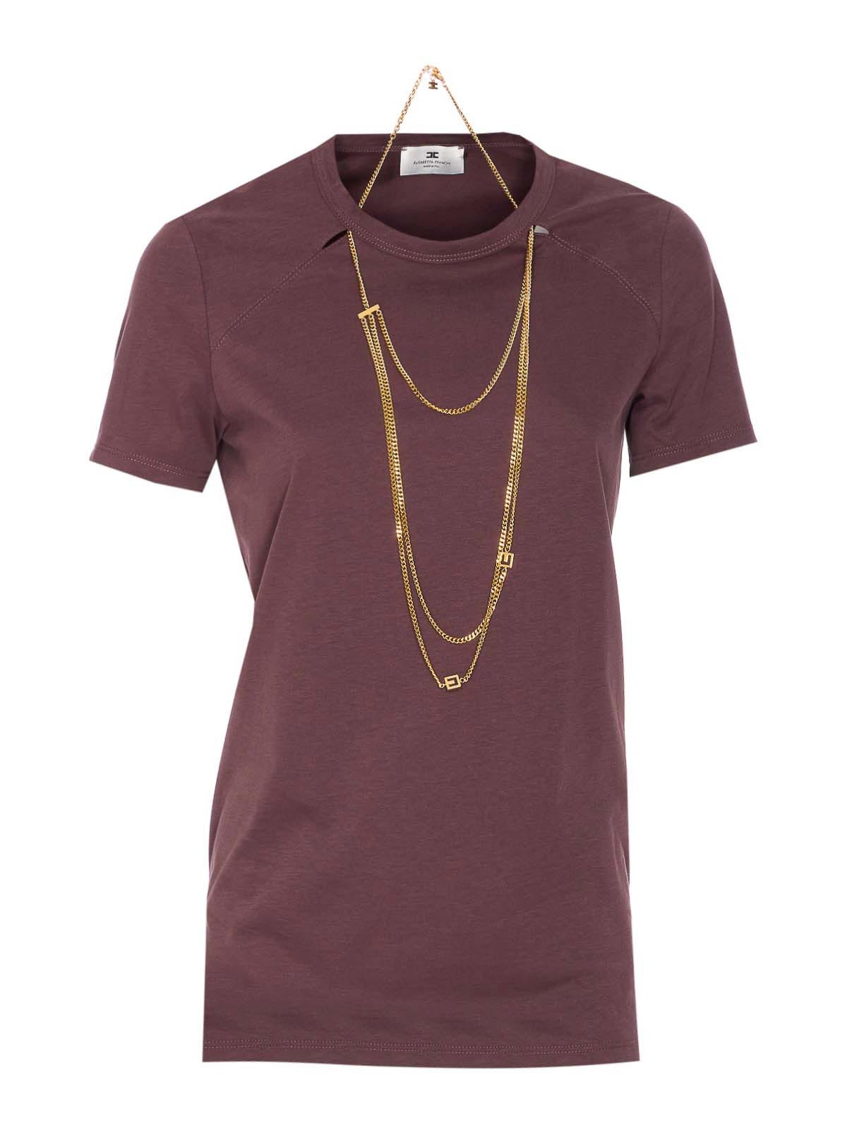 Jersey T-Shirt With Jewel Detail MA00956E2EA4 (Elisabetta Franchi / Tシャツ・カットソー ) | Elisabetta Franchi (エリザベッタ フランキ)
