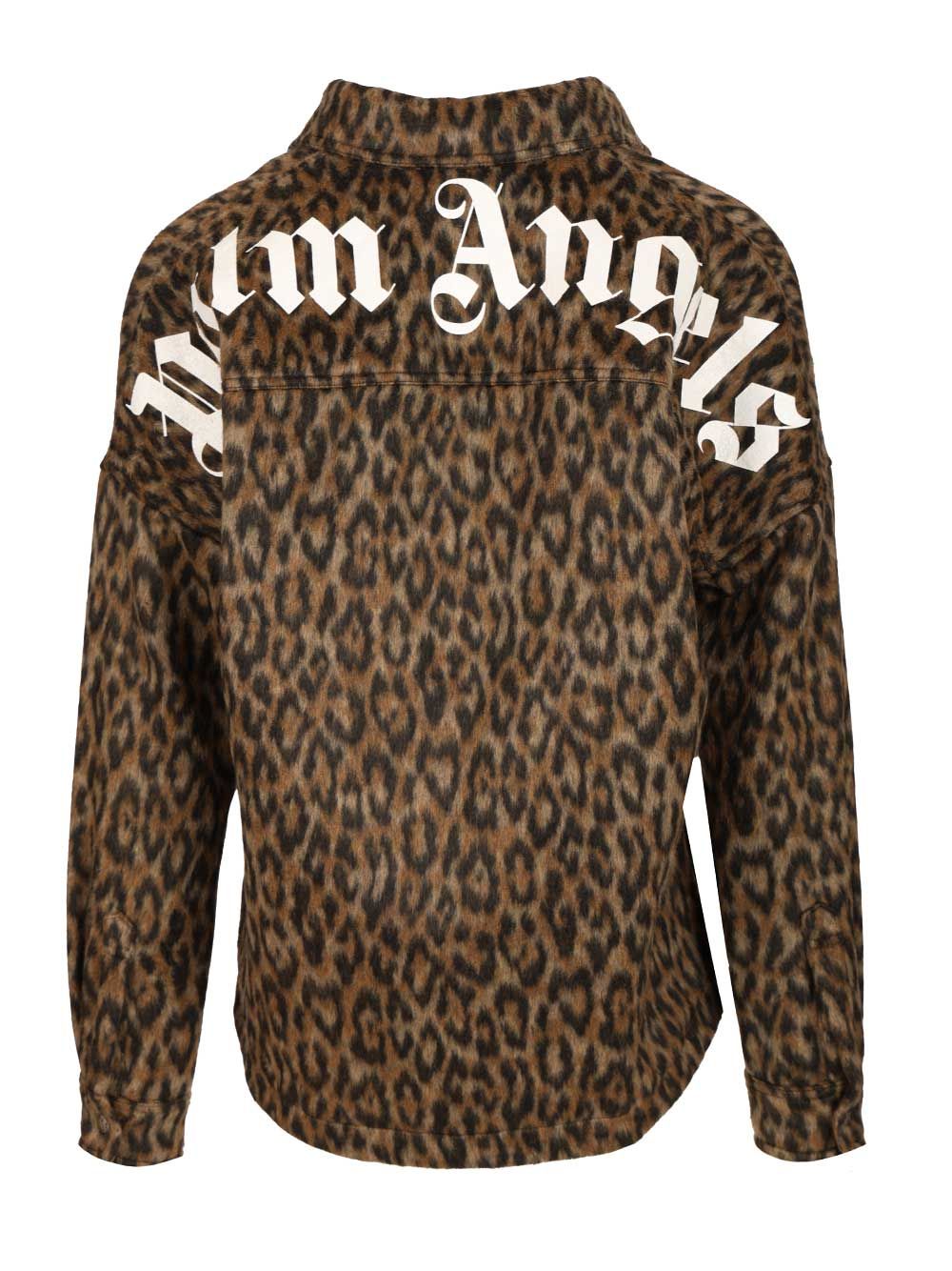 CLASSIC LOGO ANIMALIER OSHIRT BROWN - OF PMES002F25FAB0016003 (Palm Angels / シャツ・ブラウス ) | Palm Angels (パームエンジェルス)(1)