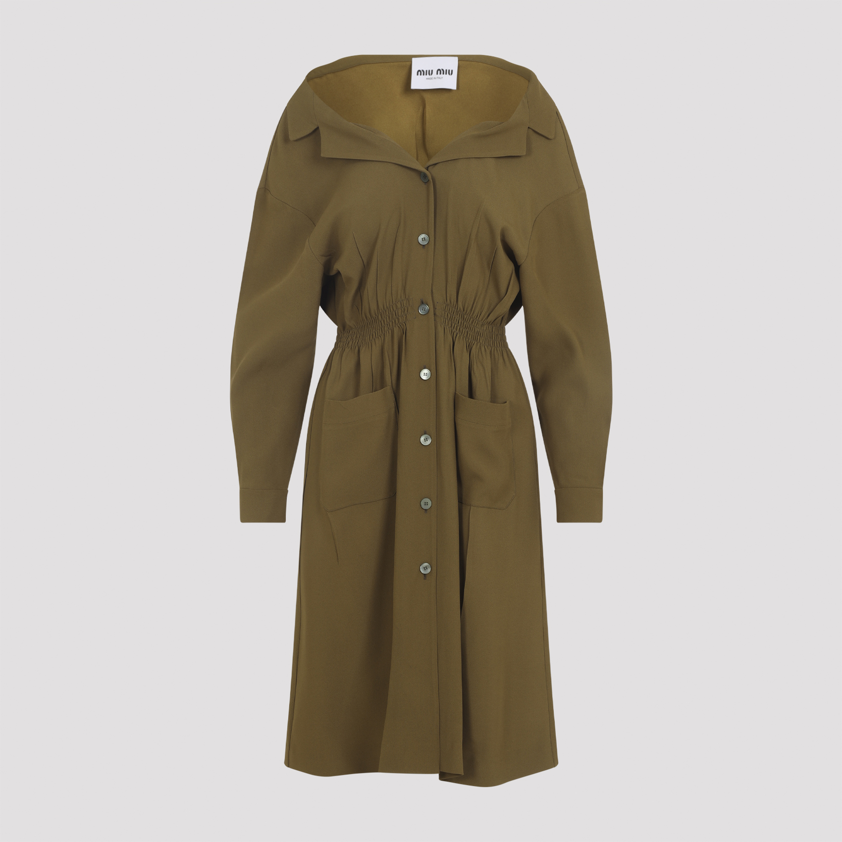 Olive green sable dress MF6052SOOO16Z1F0334 (MIU MIU / ワンピース・ドレス・オールインワン ) | MIU MIU (ミュウミュウ)(4)