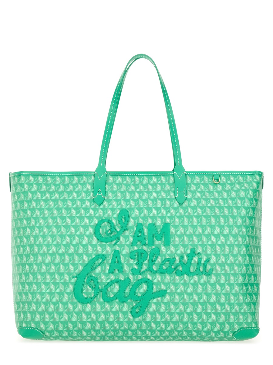 TOTE BAG WITH "I AM A PLASTIC BAG" PATTERN 202374ALOEVERA (ANYA HINDMARCH / トートバッグ ) | ANYA HINDMARCH (アニヤ・ハインドマーチ)