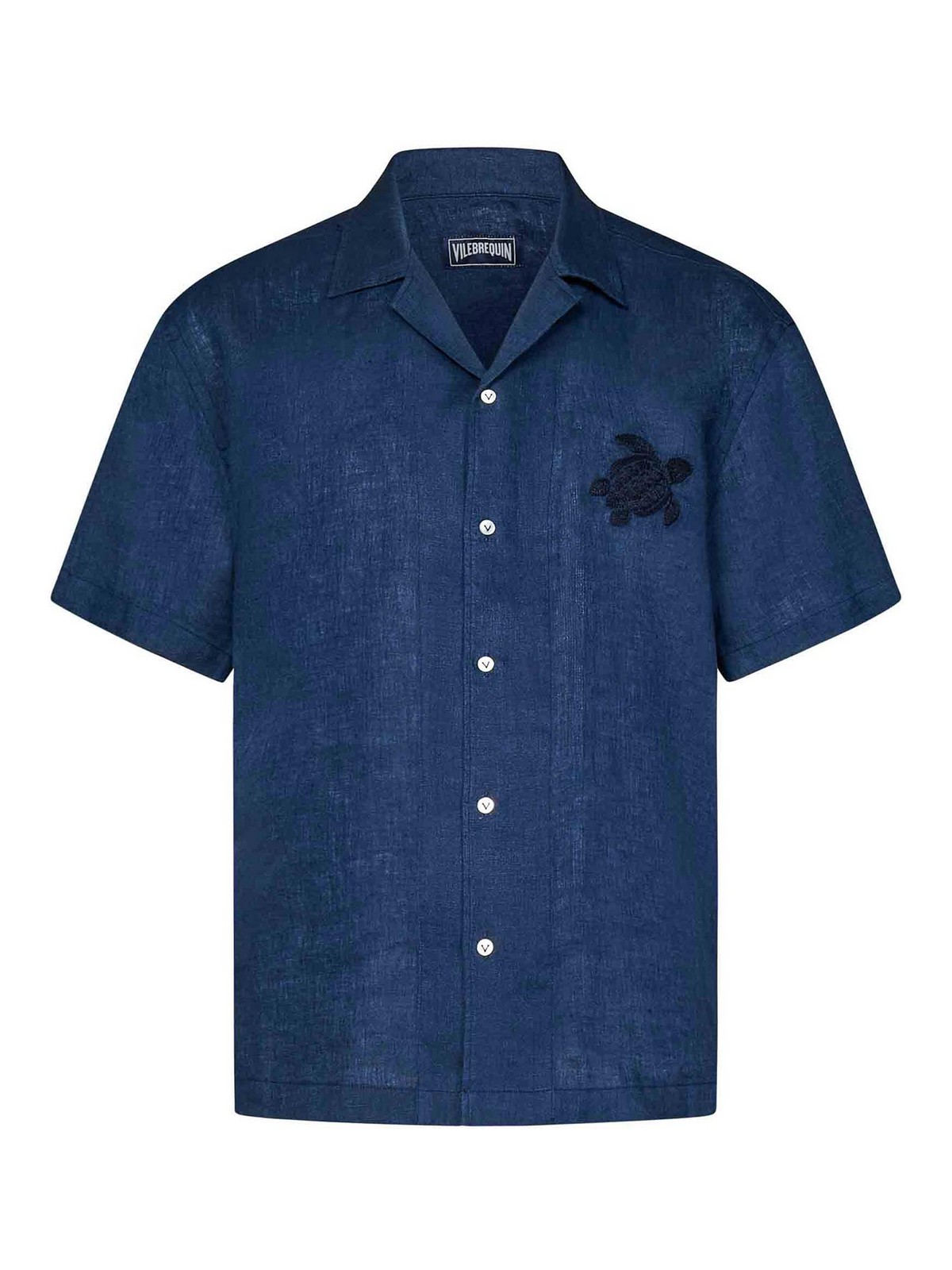 Blue Linen Short-Sleeved Bowling Shirt VBMSH001503324L894 (VILEBREQUIN / シャツ・ブラウス ) | VILEBREQUIN (ヴィルブレクイン)