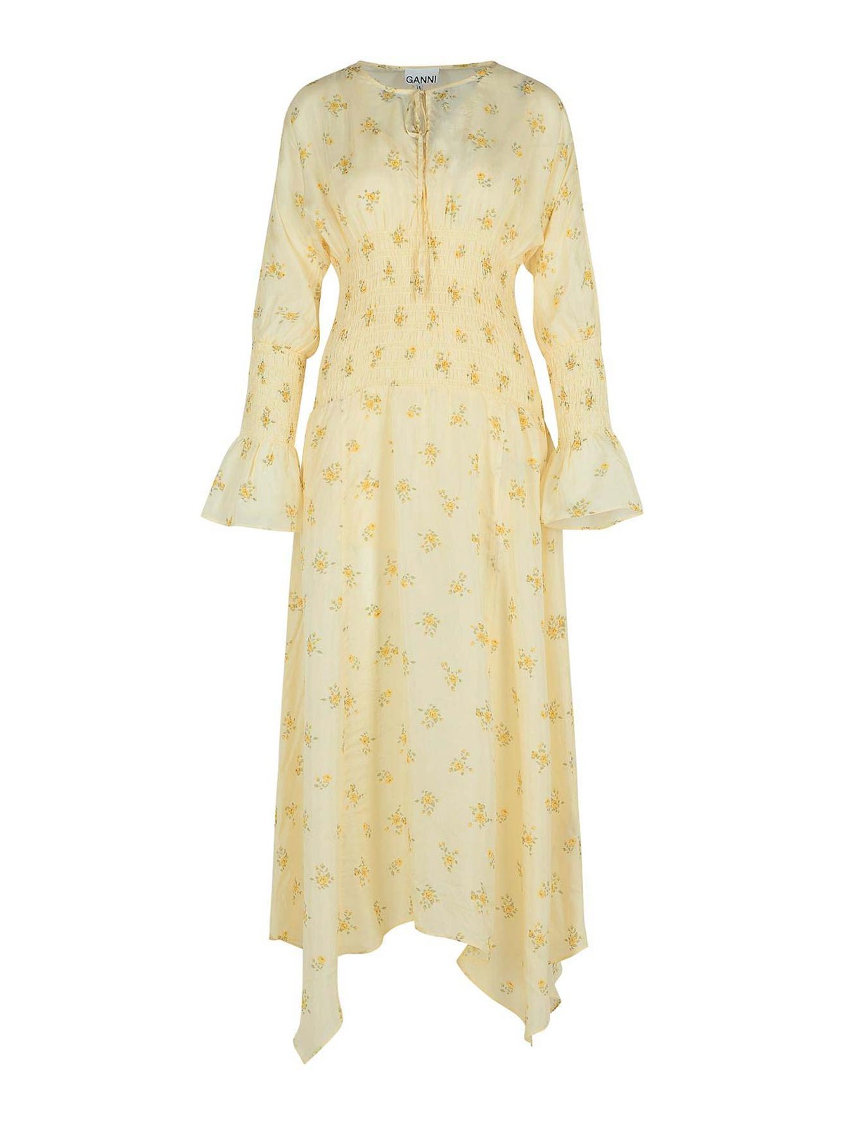 Ivory Viscose Dress W0741277 (GANNI / ワンピース・ドレス・オールインワン ) | GANNI (ガニー)