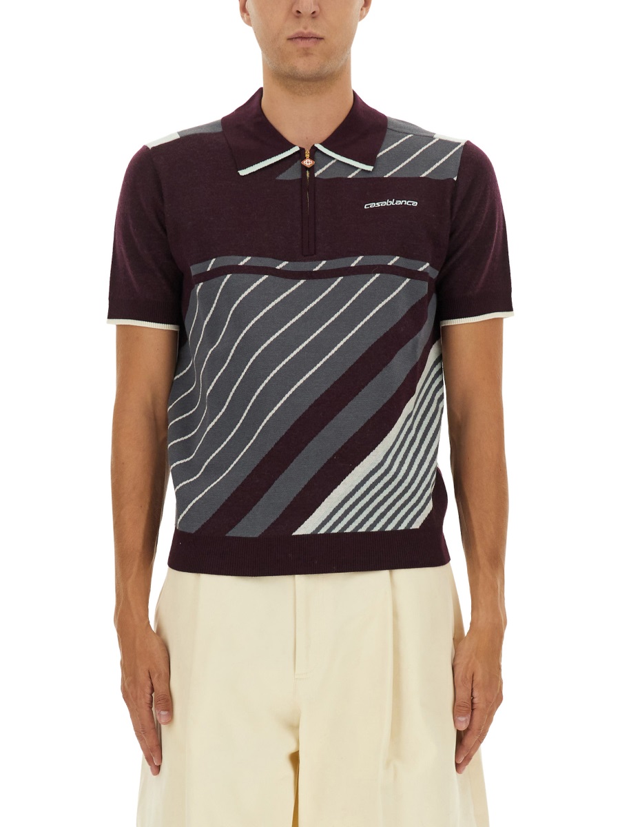 "DIAGONAL" TENNIS POLO SHIRT MAW25KW110101AUBERGINE (Casablanca / ポロシャツ ) | Casablanca (カサブランカ)