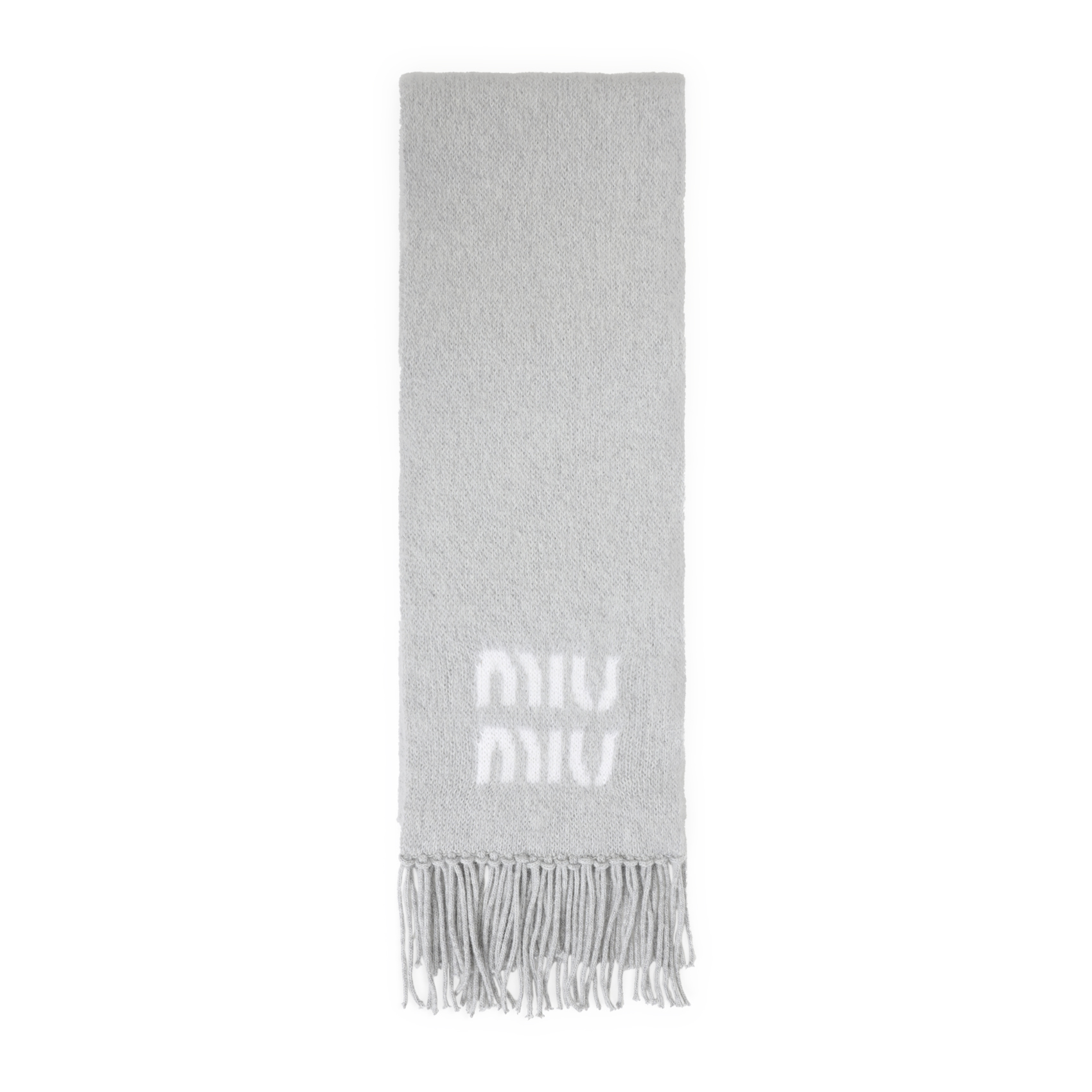 Grey mohair blend scarf 5FS0622CQDF0031 (MIU MIU / スカーフ・マフラー ) | MIU MIU (ミュウミュウ)
