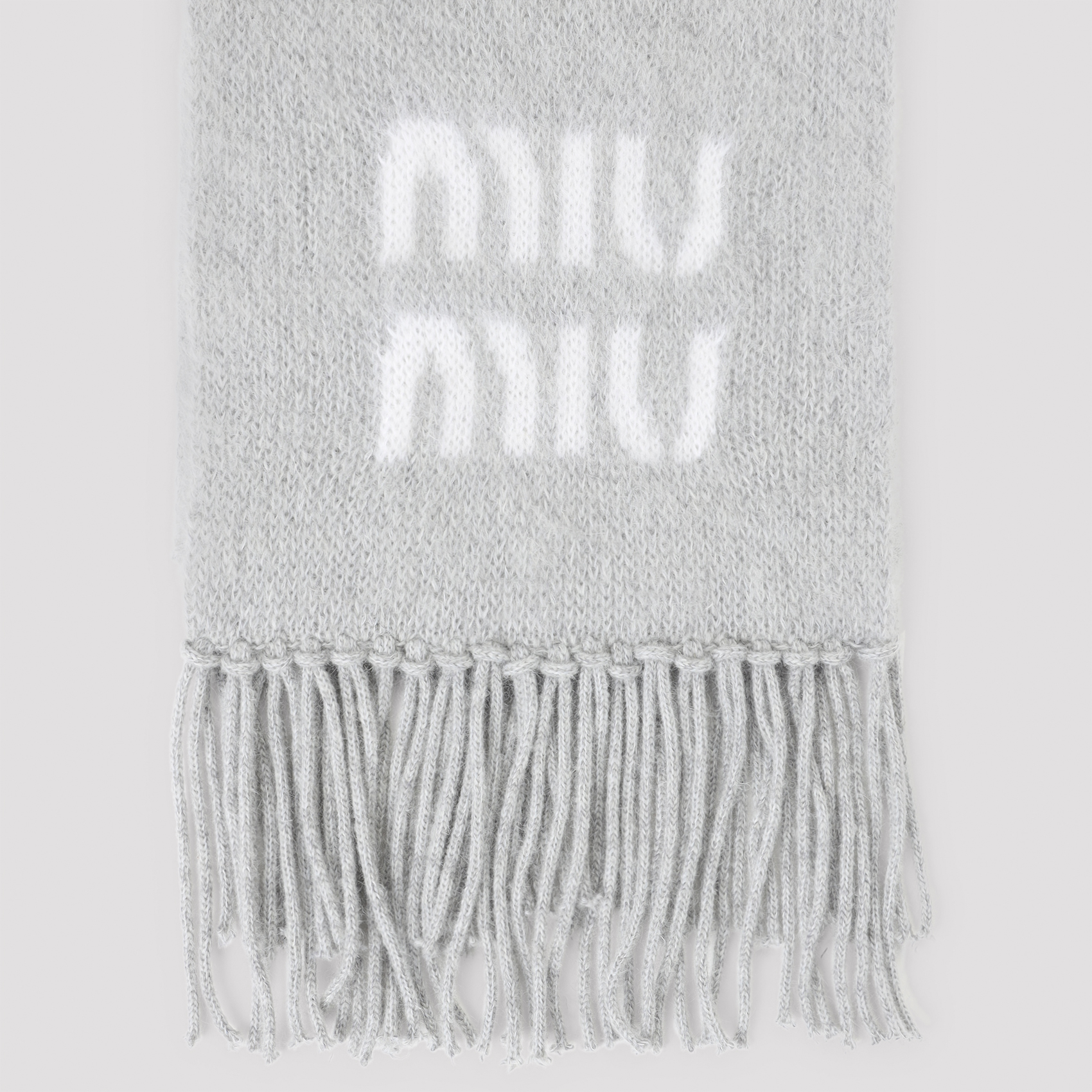 Grey mohair blend scarf 5FS0622CQDF0031 (MIU MIU / スカーフ・マフラー ) | MIU MIU (ミュウミュウ)(2)