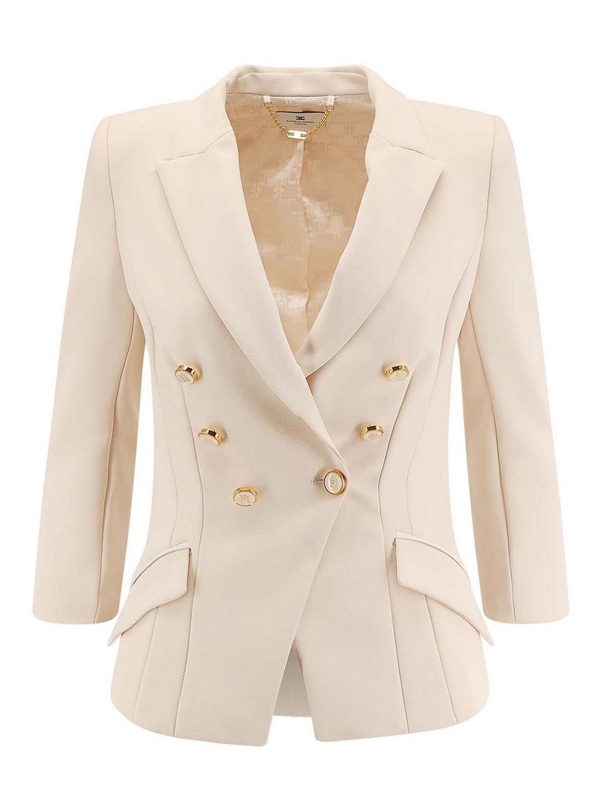 Fitted blazer with logoed buttons GI17456E2DZ9 (Elisabetta Franchi / ブレザー・ジャケット ) | Elisabetta Franchi (エリザベッタ フランキ)