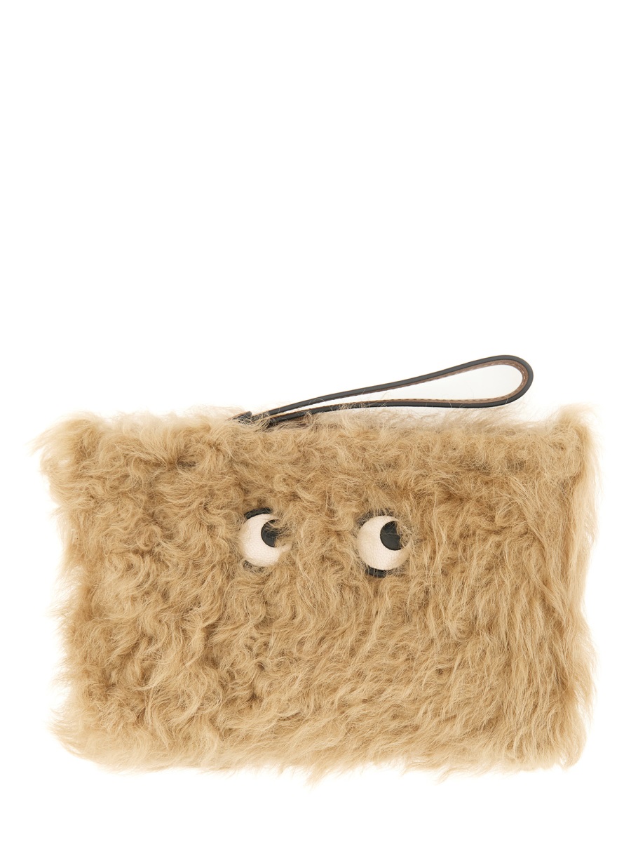 "SHEARLING EYES" CLUTCH BAG 201155TAUPE (ANYA HINDMARCH / クラッチバッグ・ポーチ ) | ANYA HINDMARCH (アニヤ・ハインドマーチ)