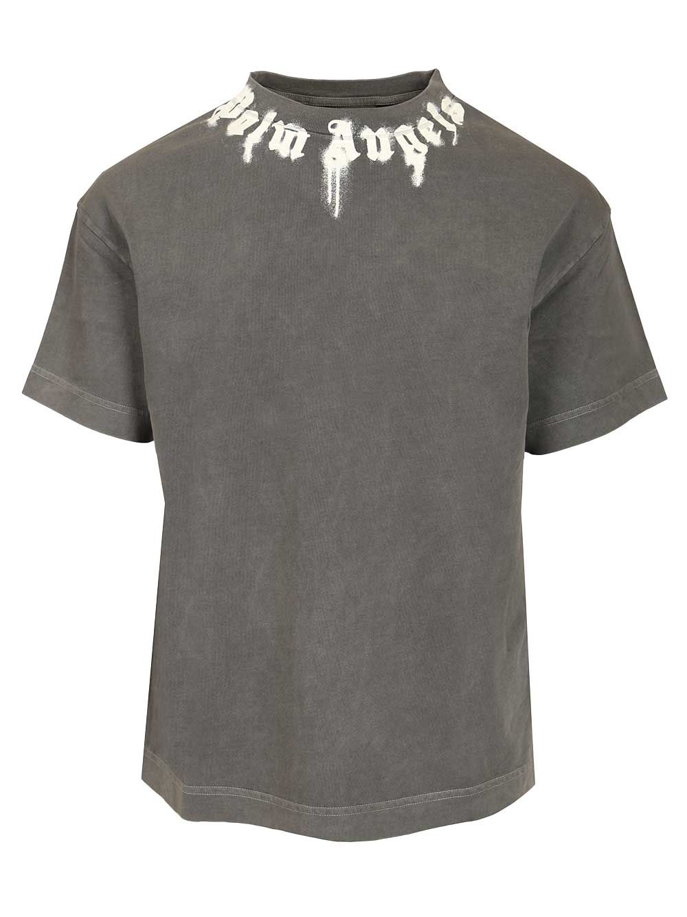 NECK LOGO REG TEE DARK GREY - OFF WHITE PMAA109F25JER0090703 (Palm Angels / Tシャツ・カットソー ) | Palm Angels (パームエンジェルス)