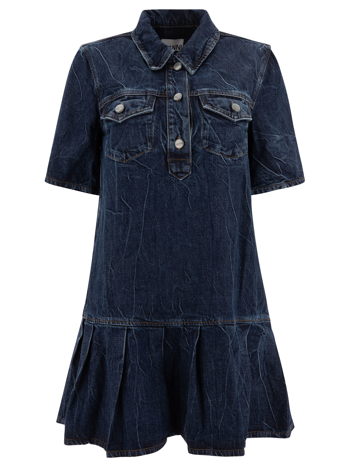 Crinkled future denim mini dress J1594566 (GANNI / ワンピース・ドレス・オールインワン ) | GANNI (ガニー)