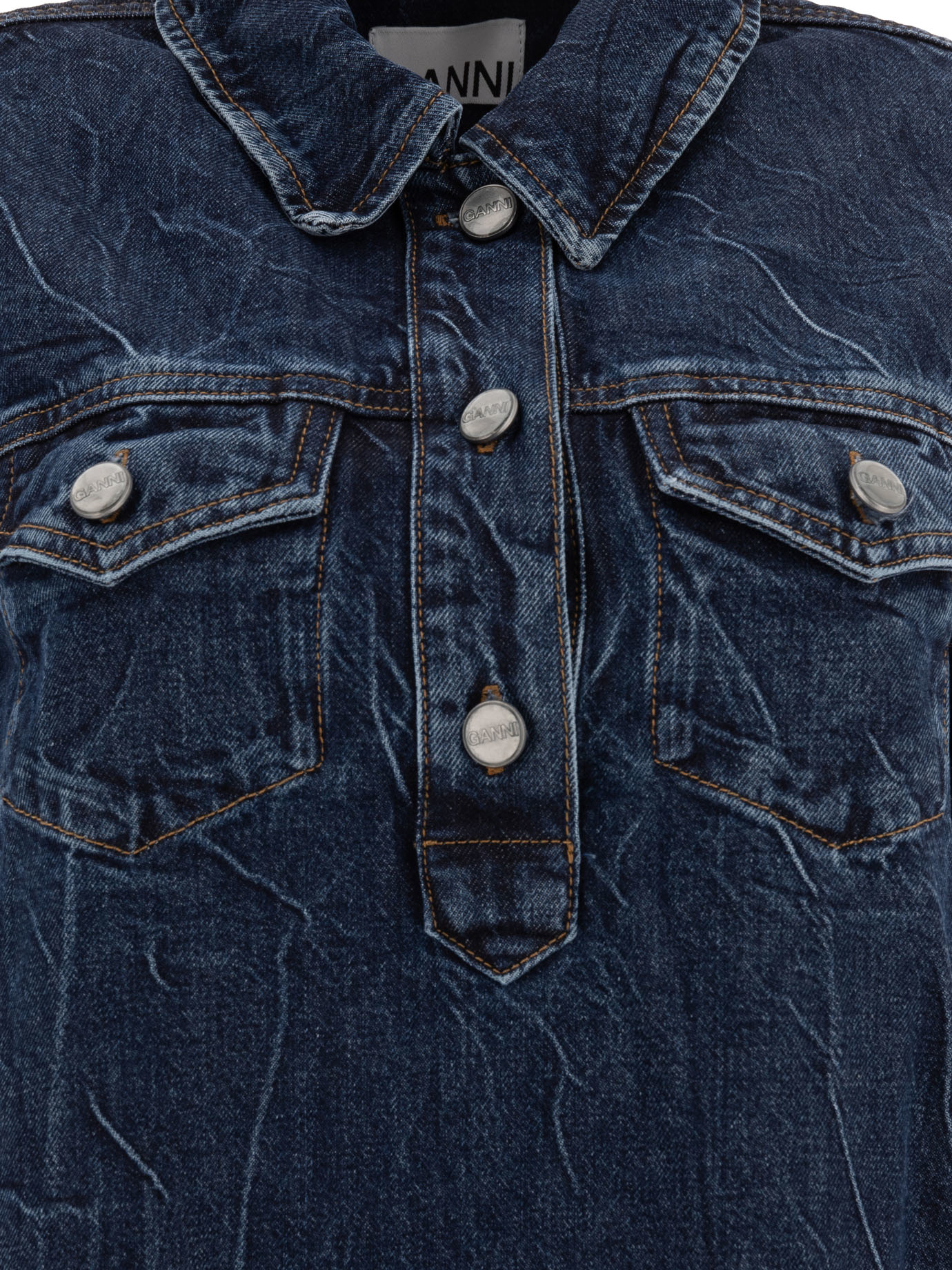 Crinkled future denim mini dress J1594566 (GANNI / ワンピース・ドレス・オールインワン ) | GANNI (ガニー)(2)