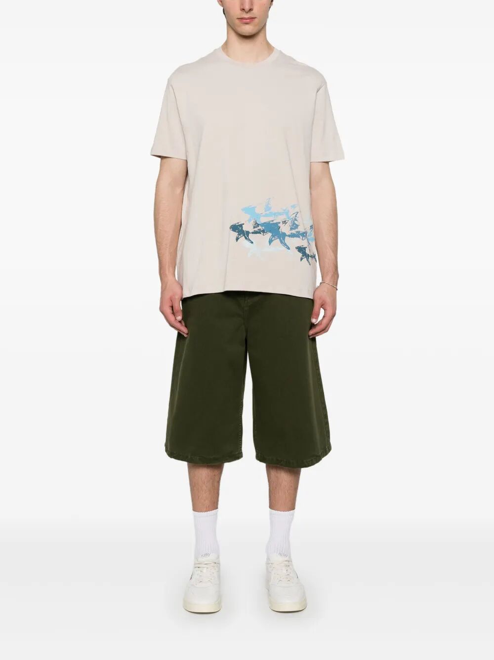 COTTON JERSEY T-SHIRT WITH DISTRESSED SHARKS PRINT 25411040348 (PAUL & SHARK / Tシャツ・カットソー ) | PAUL & SHARK (ポールアンドシャーク)(1)