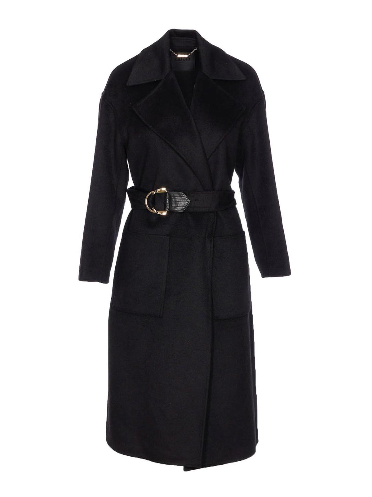 Black Coat With Belt Closure On Waist CF5283T462722222 (LIU•JO / コート ) | LIU•JO (リュー・ジョー)