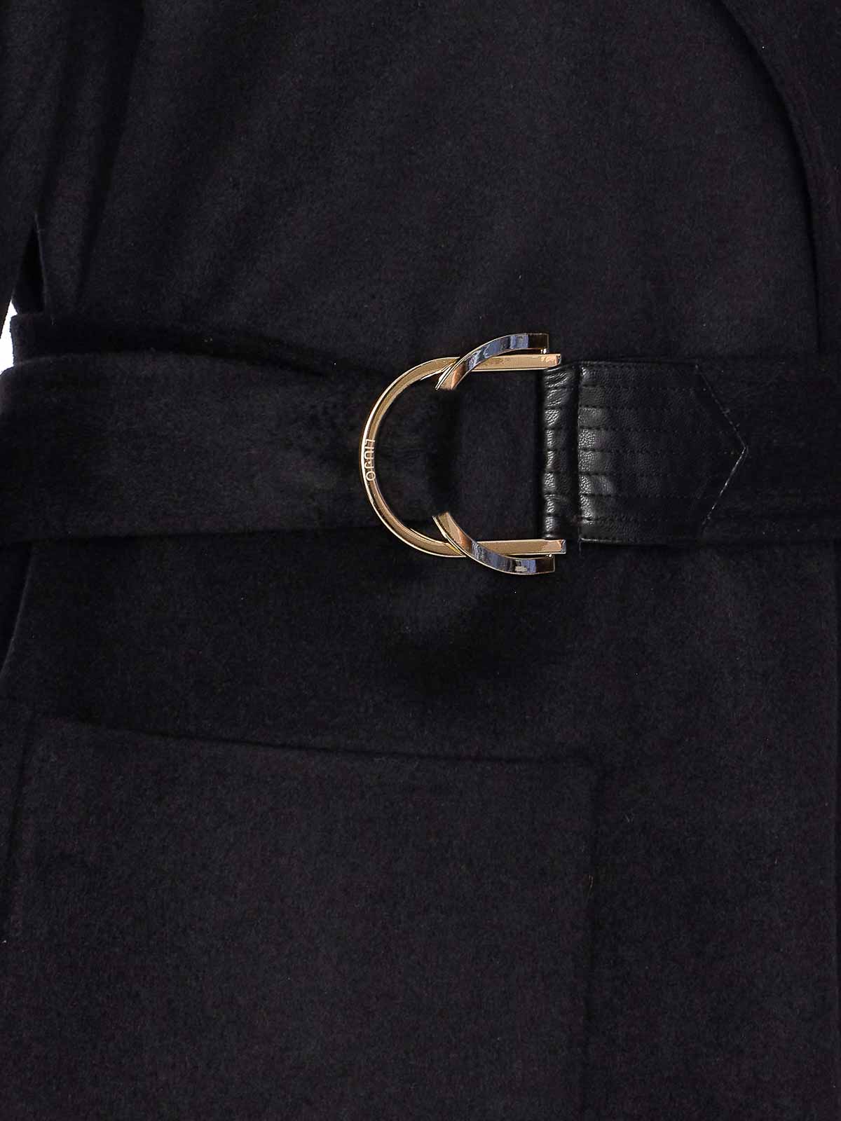 Black Coat With Belt Closure On Waist CF5283T462722222 (LIU•JO / コート ) | LIU•JO (リュー・ジョー)(2)